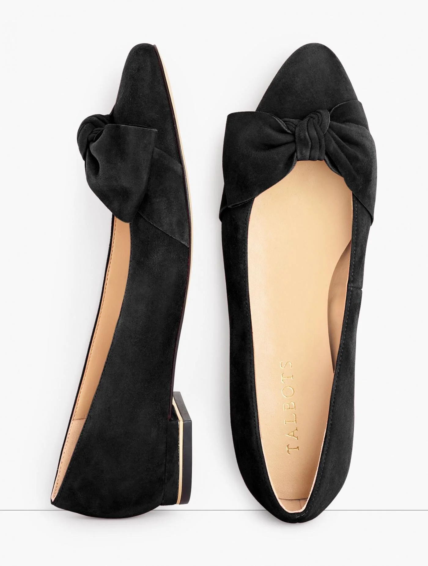 Flats | Edison Bow Detail Flats &#8211; Suede BLACK &#8211; Talbots Womens