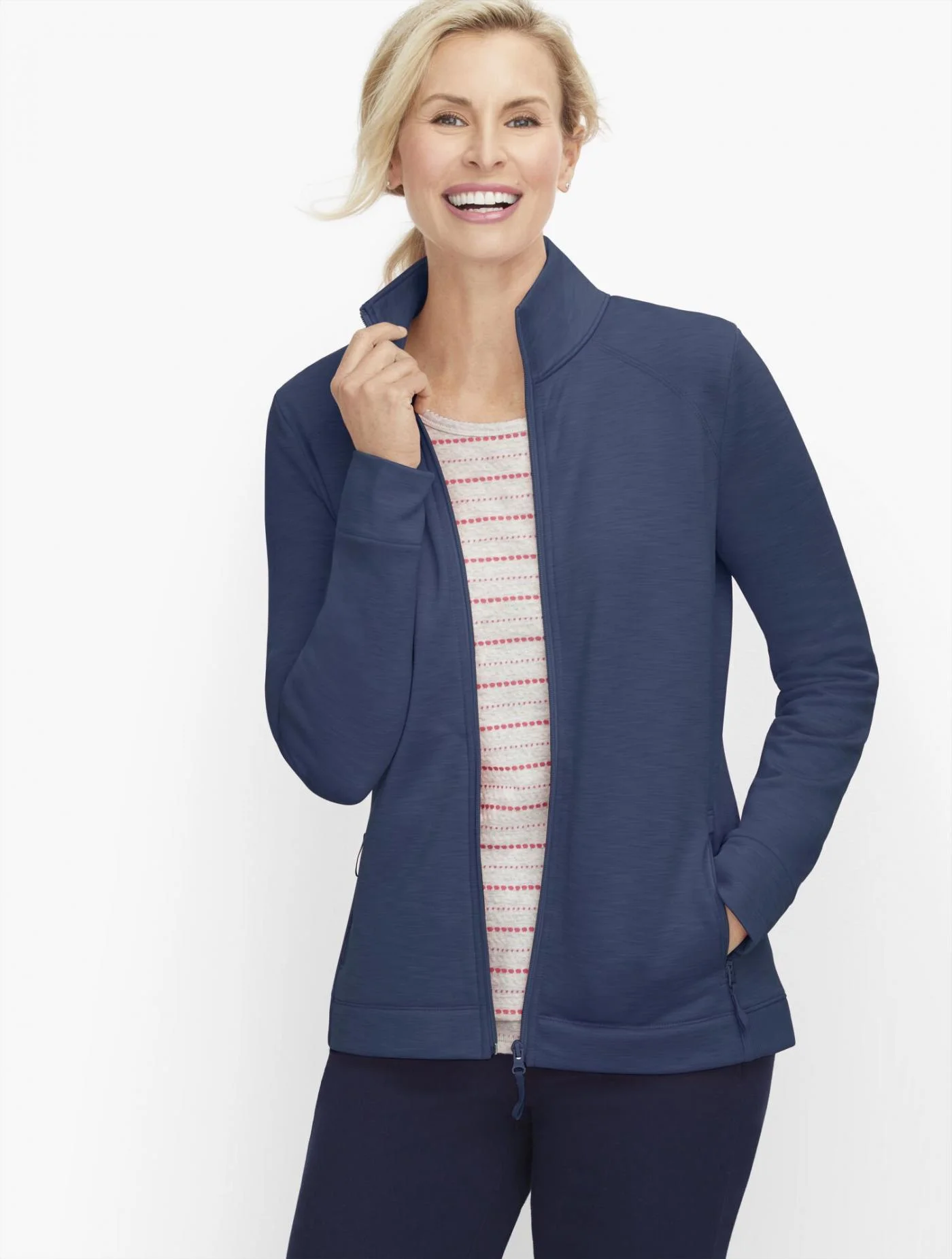 Tees and Knits | Scuba Jacket INDIGO &#8211; Talbots Womens