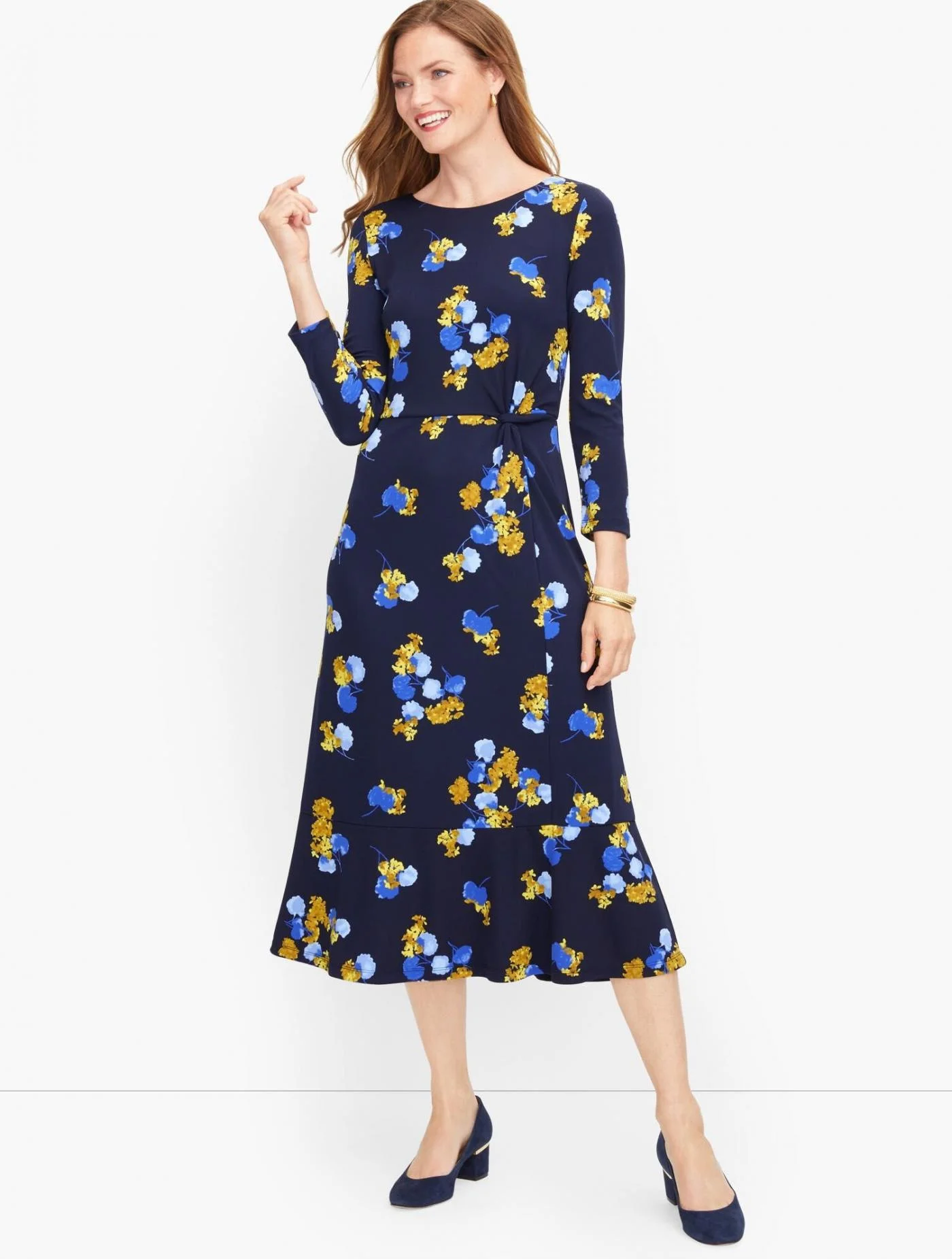 Dresses | Jersey Twist Midi Dress INDIGO MULTI &#8211; Talbots Womens