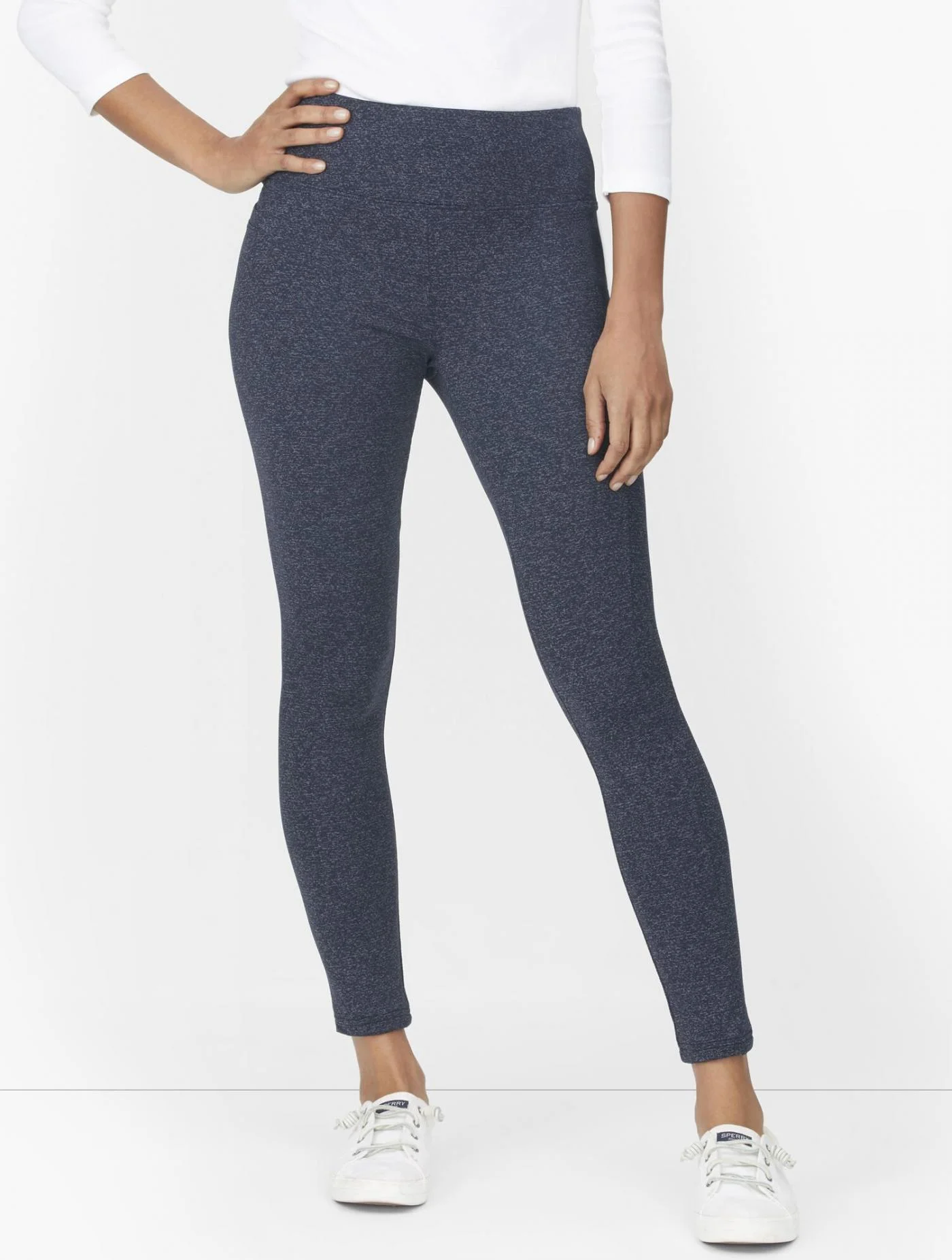 Pants | Textured High Waist Leggings INDIGO HEATHER &#8211; Talbots Womens