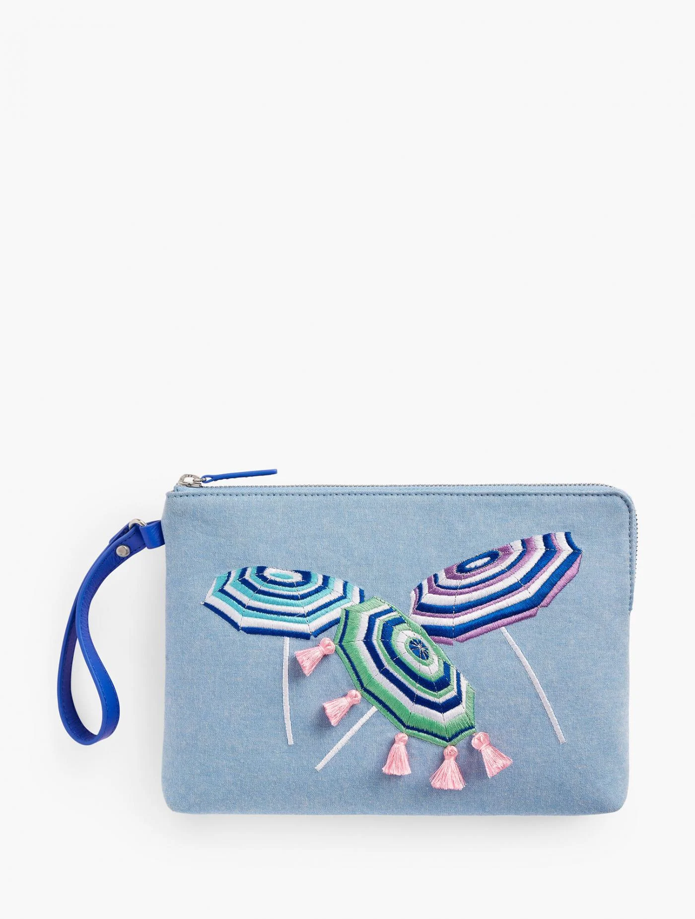 Handbags | Embroidered Clutch &#8211; Beach Umbrellas BLUE MULTI &#8211; Talbots Womens