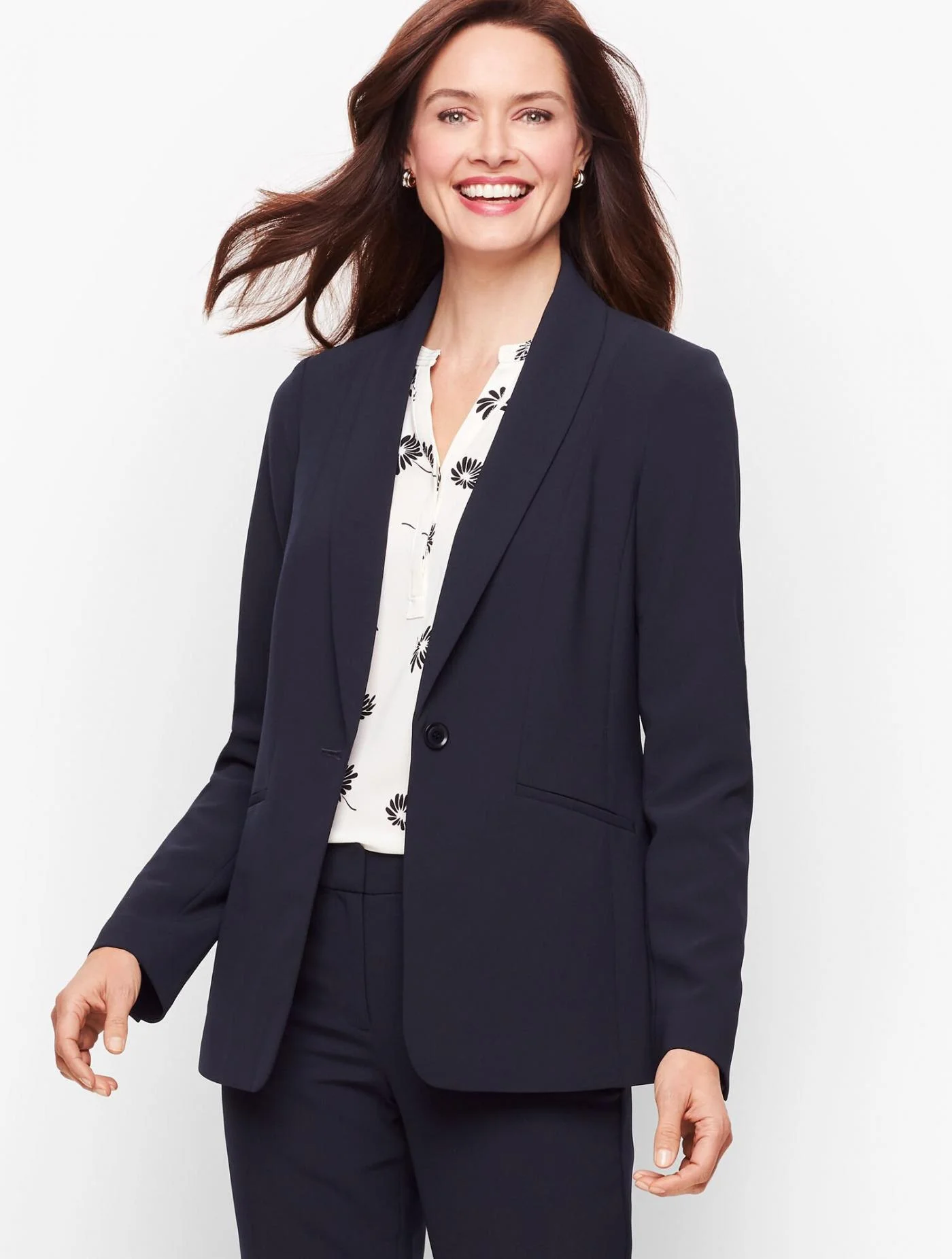 Jackets and Outerwear | Stretch Crepe Single Button Blazer INDIGO BLUE &#8211; Talbots Womens