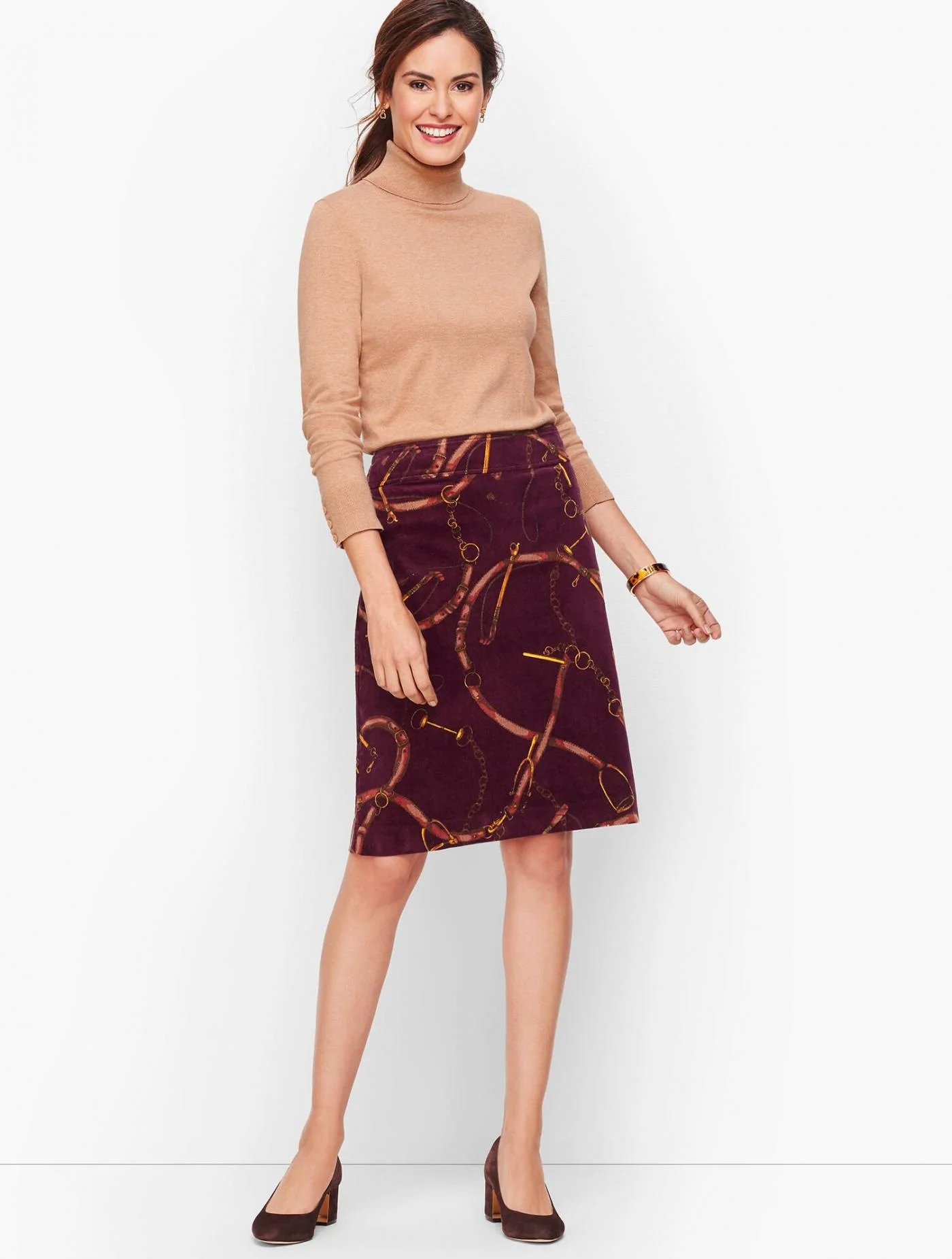 Skirts | Corduroy A-Line Skirt &#8211; Equestrian Print BURGUNDY MULTI &#8211; Talbots Womens