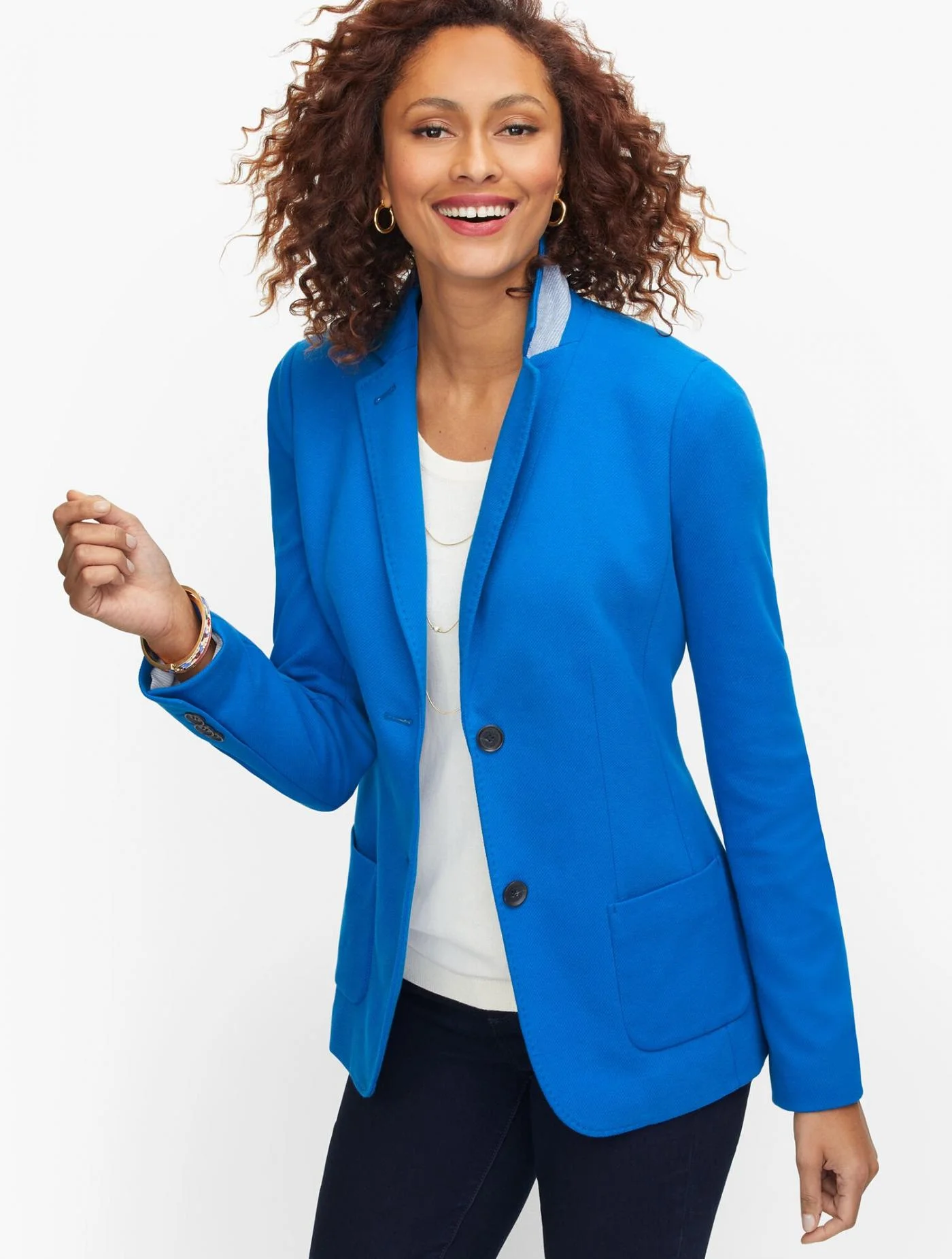 Jackets and Outerwear | Aberdeen Knit Blazer &#8211; Twill BRETON BLUE &#8211; Talbots Womens