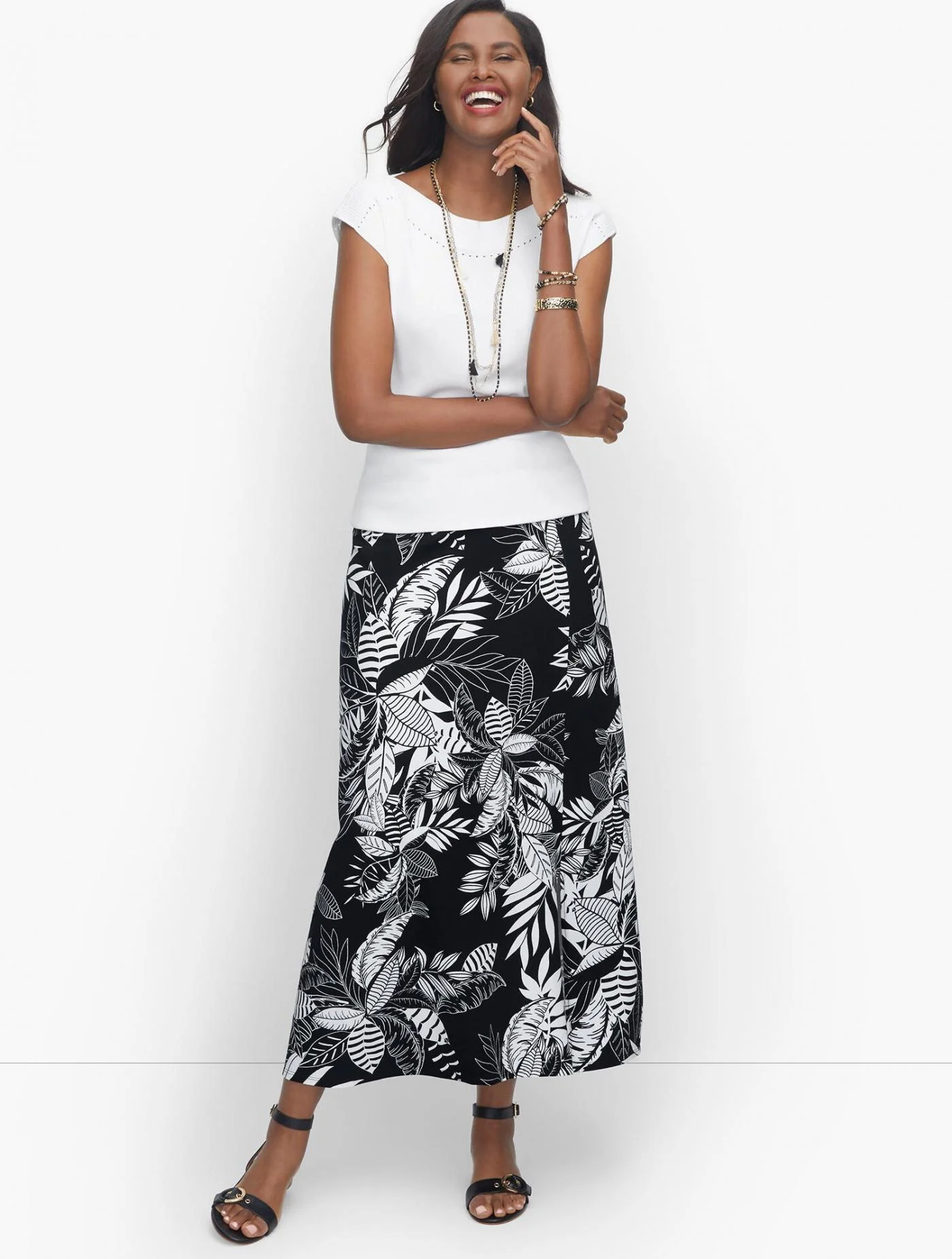 Skirts | Jersey Knit Maxi Skirt BLACK/WHITE &#8211; Talbots Womens