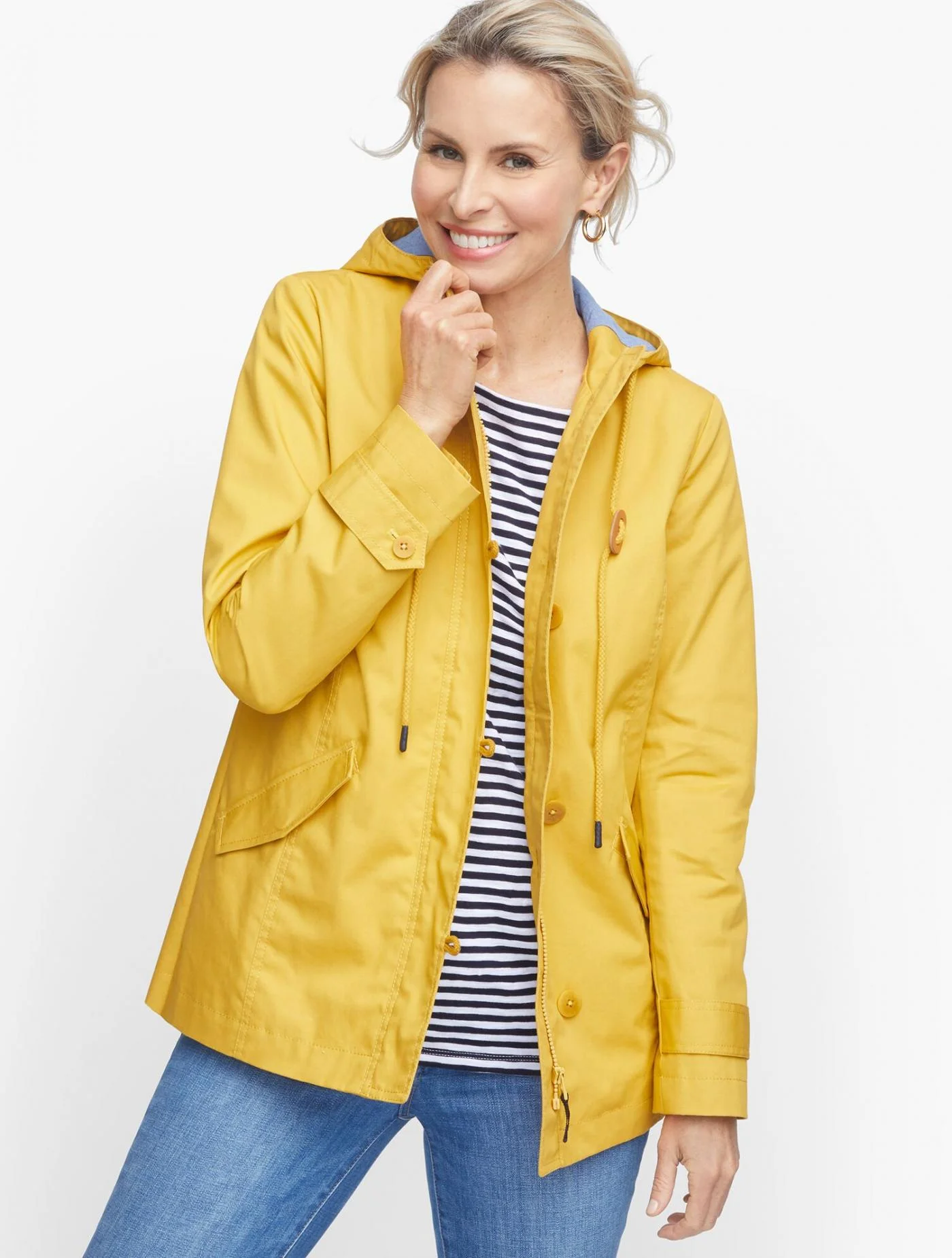 Jackets and Outerwear | Coated Cotton Rain Jacket GOLDEN APRICOT &#8211; Talbots Womens