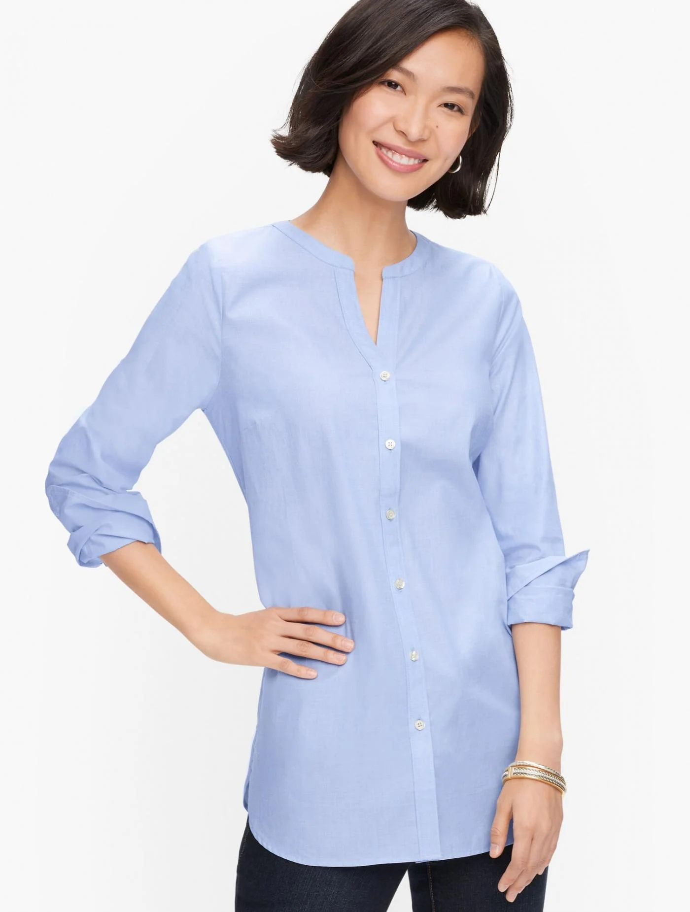 Blouses and Shirts | Poplin End-On-End Blouse FRESH BLUE &#8211; Talbots Womens