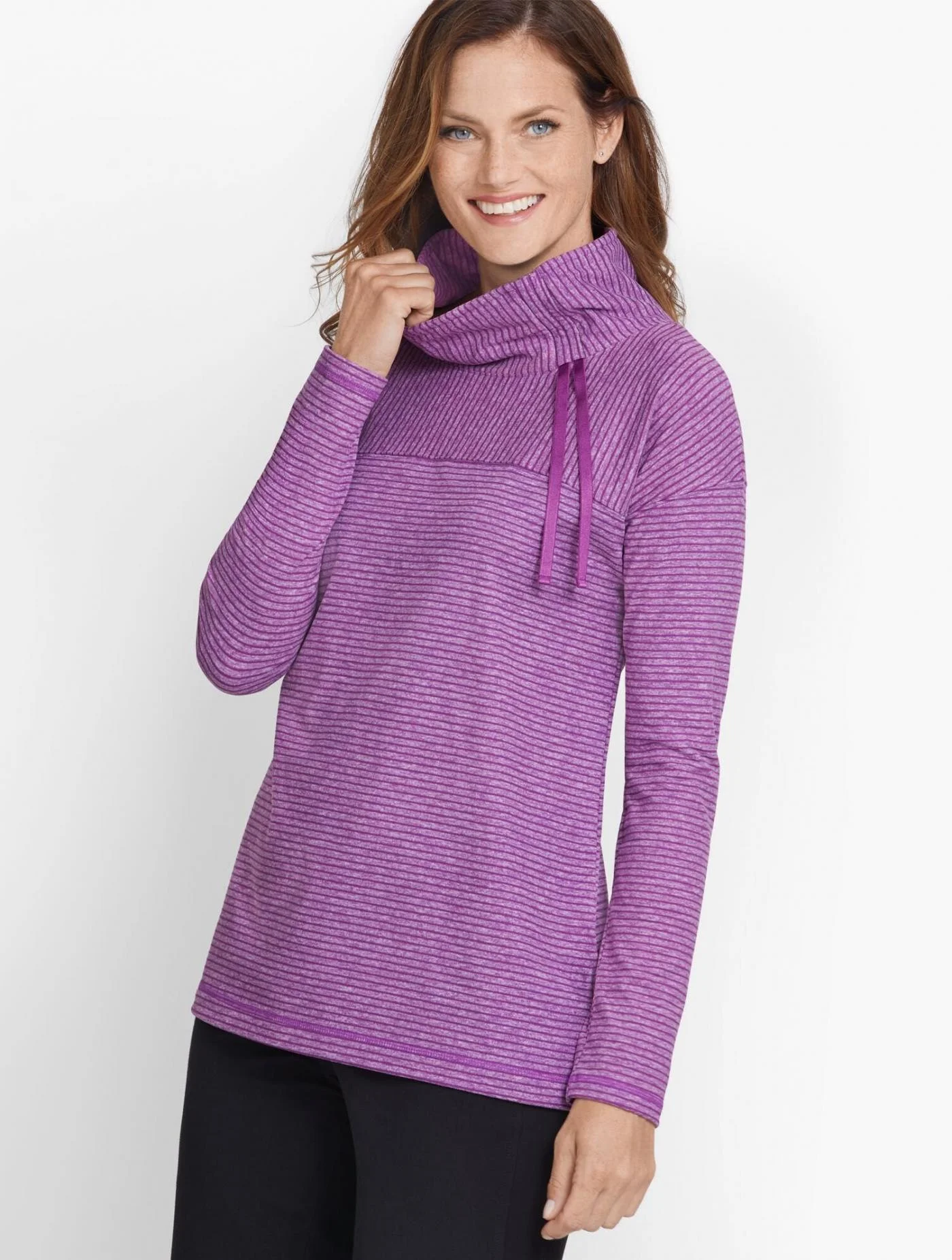 Tees and Knits | Mockneck Stripe Pullover SPARKLING GRAPE &#8211; Talbots Womens