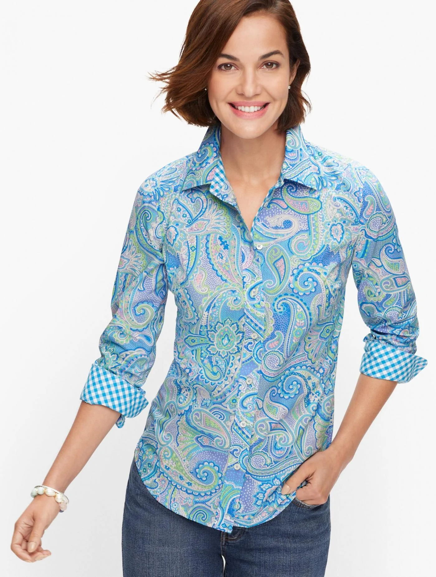 Blouses and Shirts | Classic Cotton Shirt &#8211; Speckled Paisley BLUE MULTI &#8211; Talbots Womens