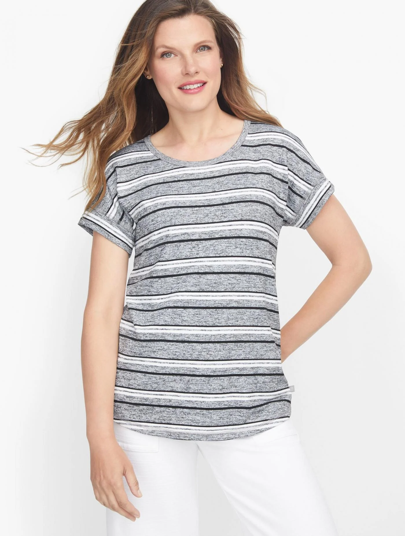 Tees and Knits | Pleated Back Pullover  GREY MULTI &#8211; Talbots Womens