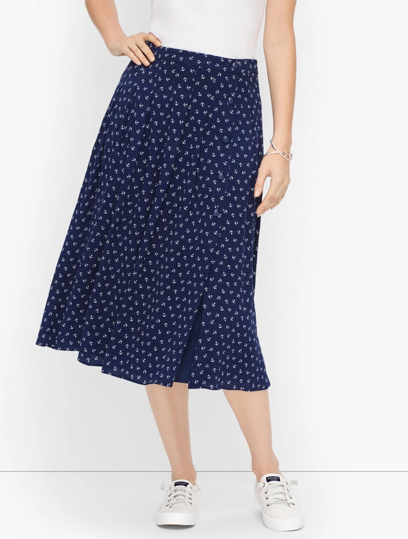 Skirts | Anchor Print Pleated Skirt INDIA INK/DITSY ANCHOR &#8211; Talbots Womens