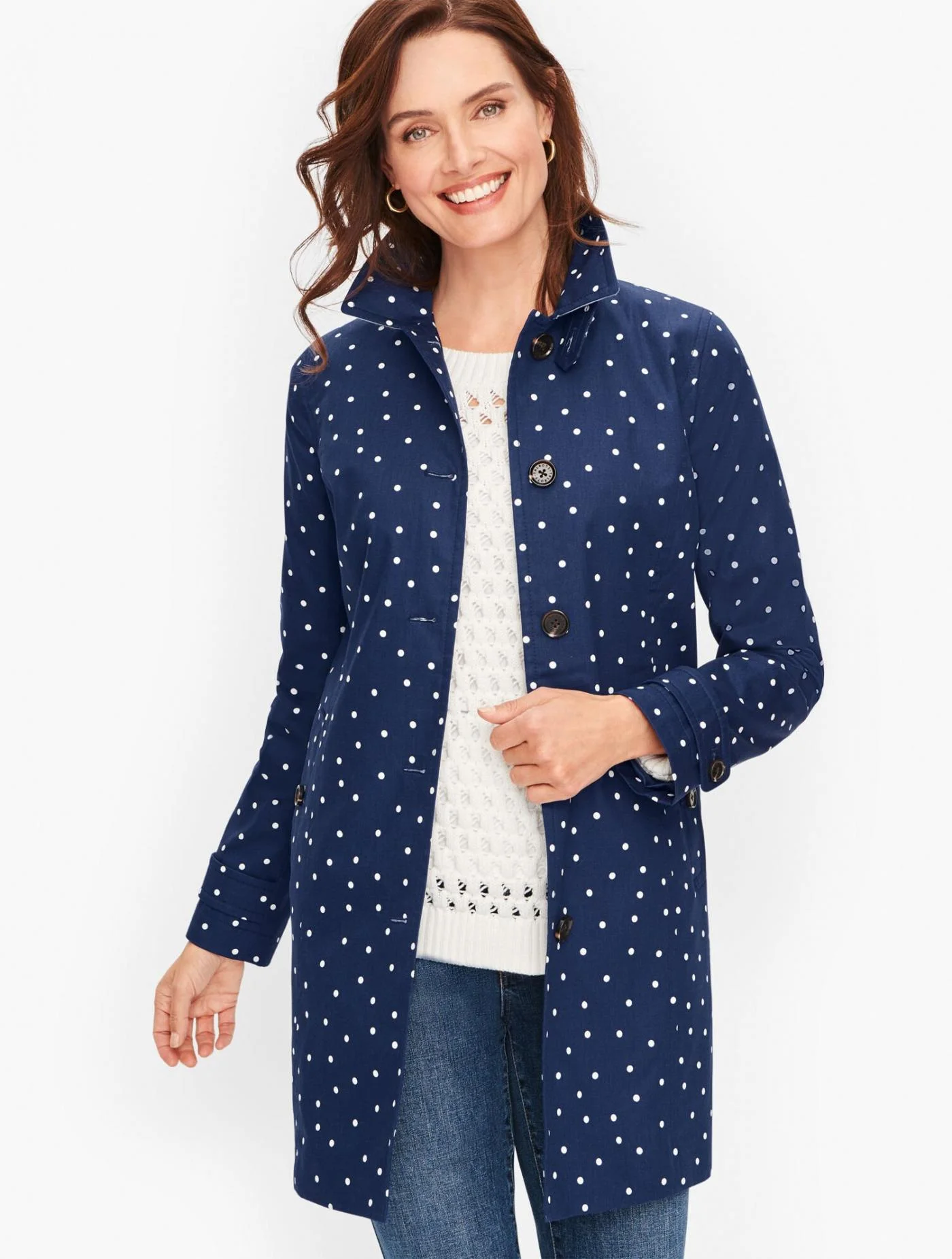 Jackets and Outerwear | Polka Dot Mac INDIA INK/WHITE &#8211; Talbots Womens