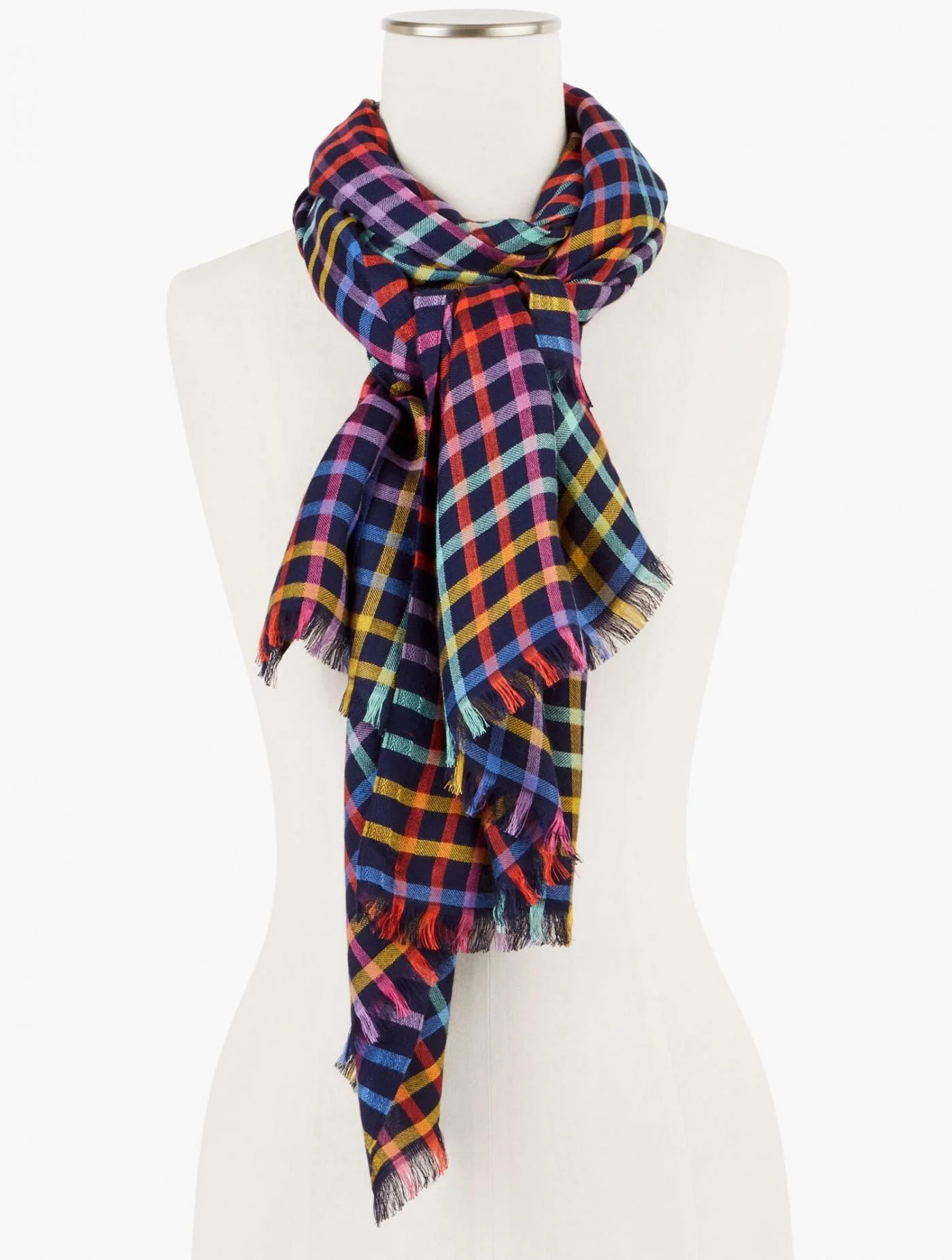 Scarves | Playful Plaid Oblong Scarf INDIGO BLUE MULTI &#8211; Talbots Womens