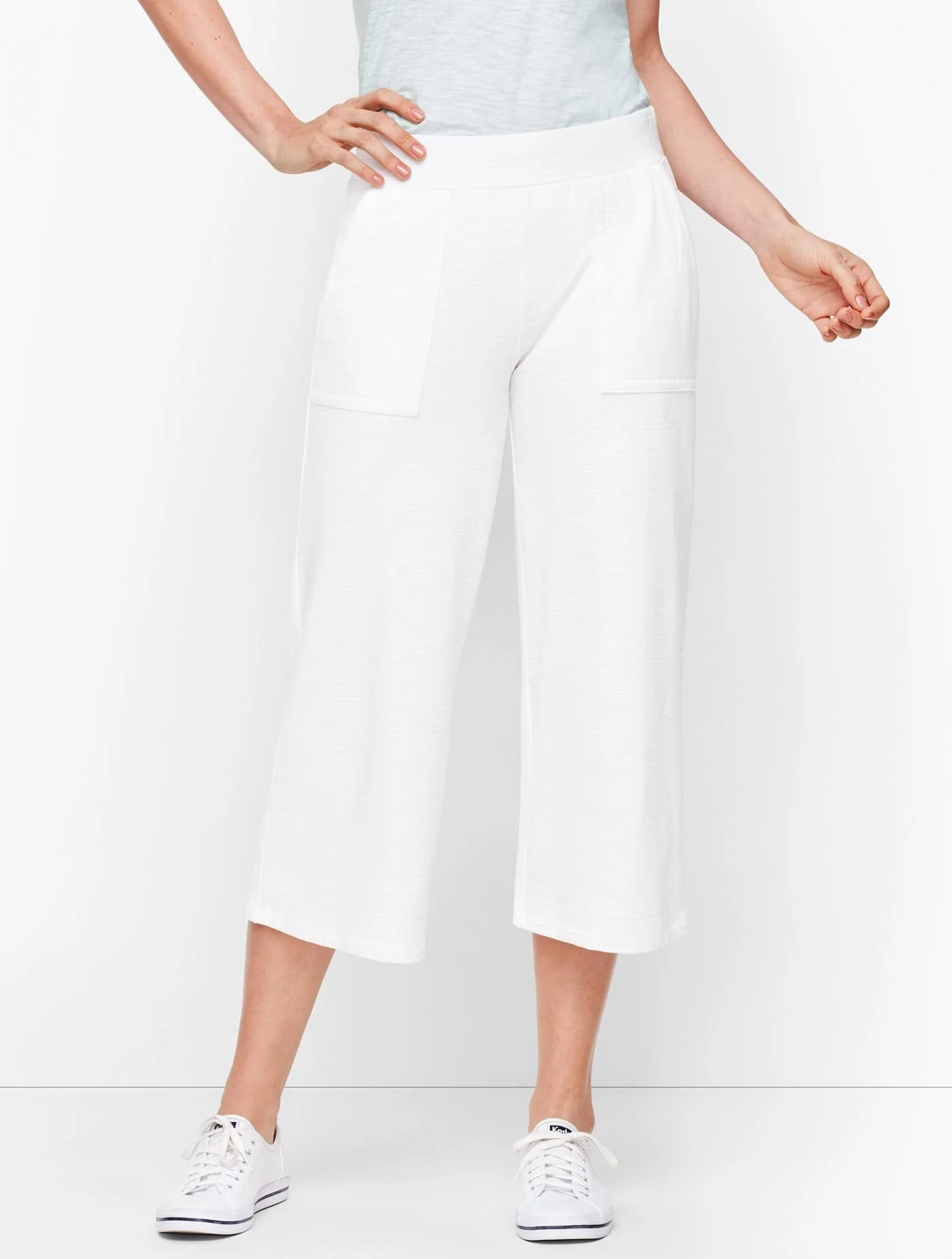 Pants | UPF 50+ Slub Terry Wide Leg Crops &#8211; White WHITE &#8211; Talbots Womens