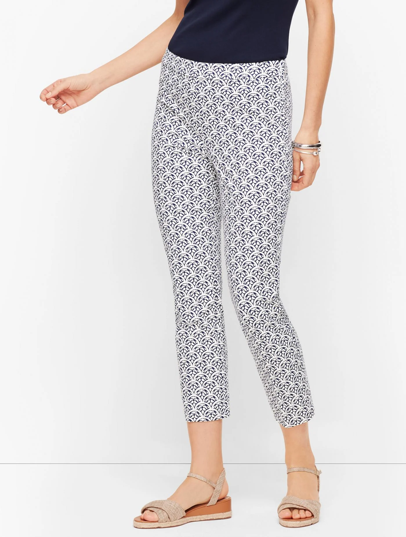 Pants | Talbots Chatham Crop Pants &#8211; Scallop Tiles INDIA INK/WHITE &#8211; Talbots Womens