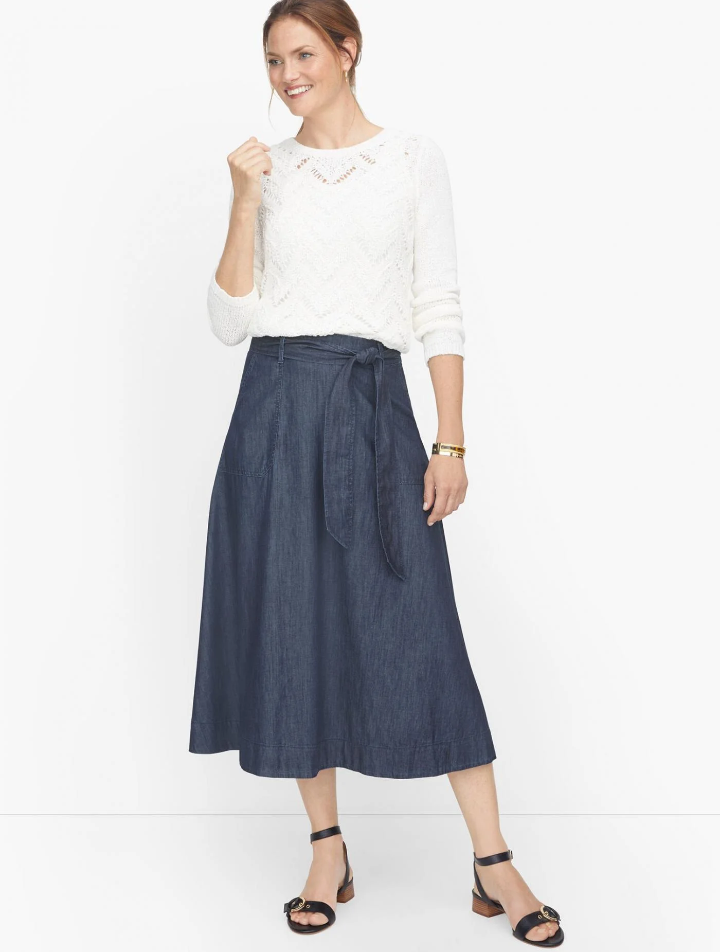 Skirts | Tie Waist Denim Skirt ANCHOR WASH &#8211; Talbots Womens