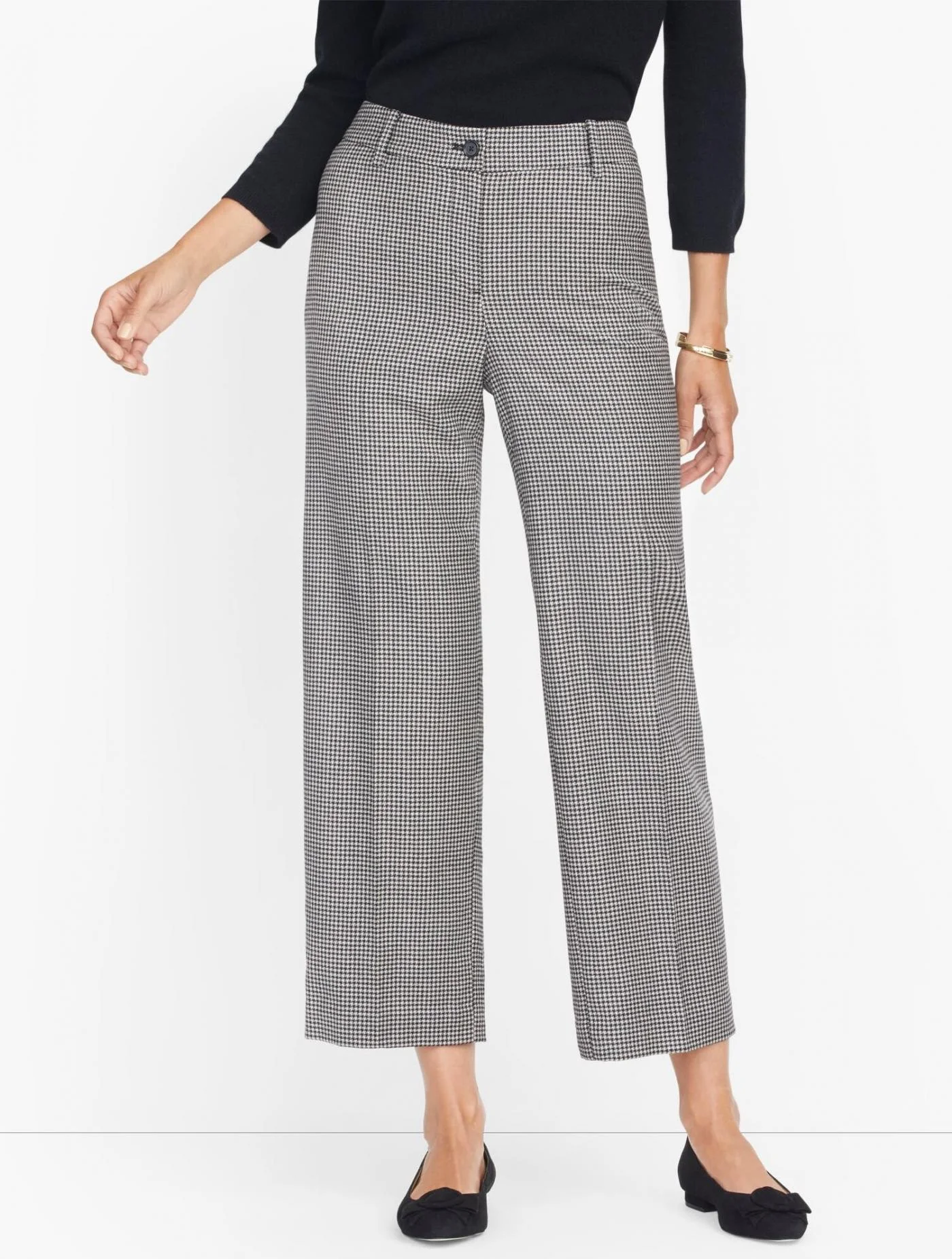 Pants | Italian Luxe Houndstooth Straight Leg Crop Pants GREY/BLACK &#8211; Talbots Womens