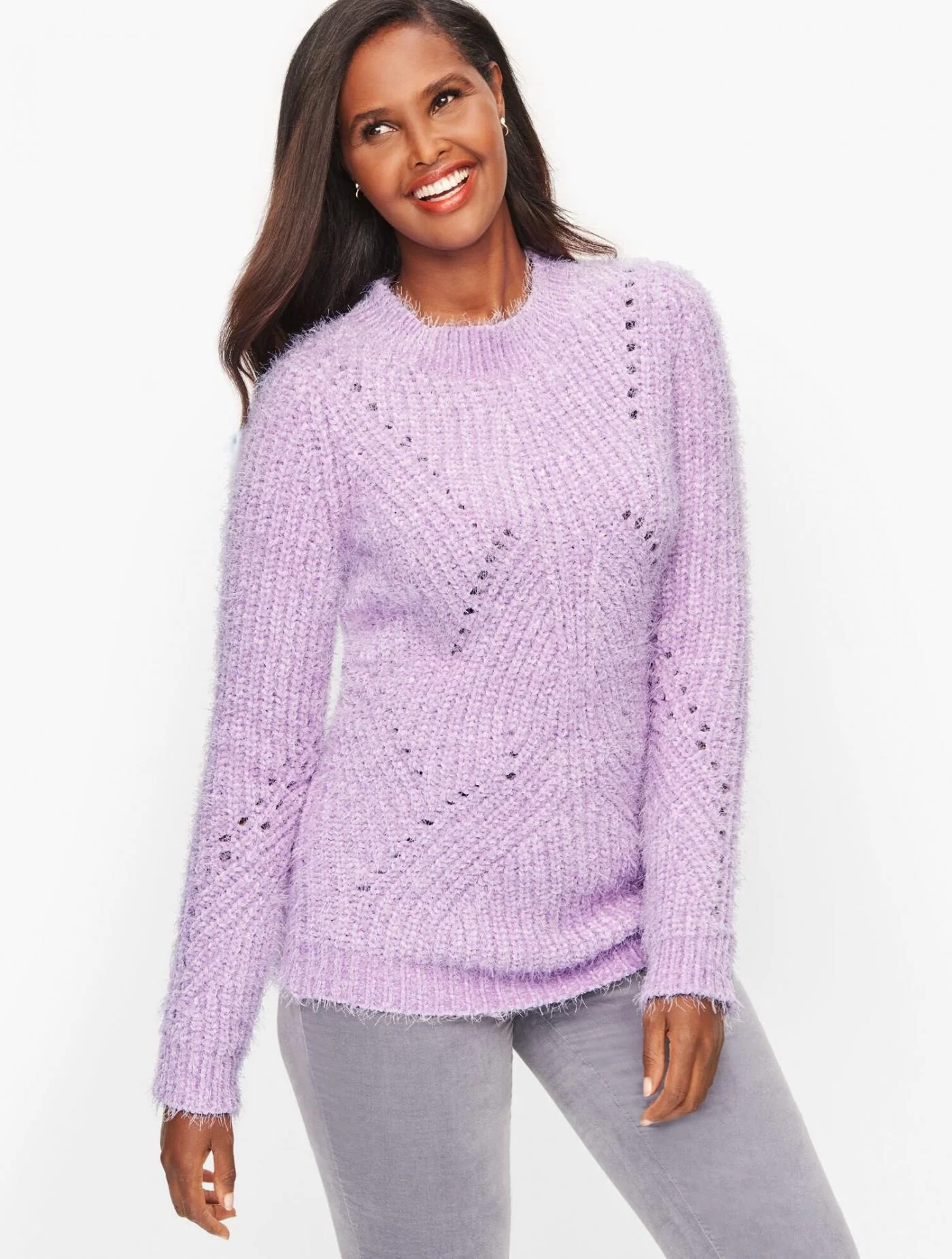 Sweaters | Chenille Crewneck Sweater LAVENDER MIST &#8211; Talbots Womens