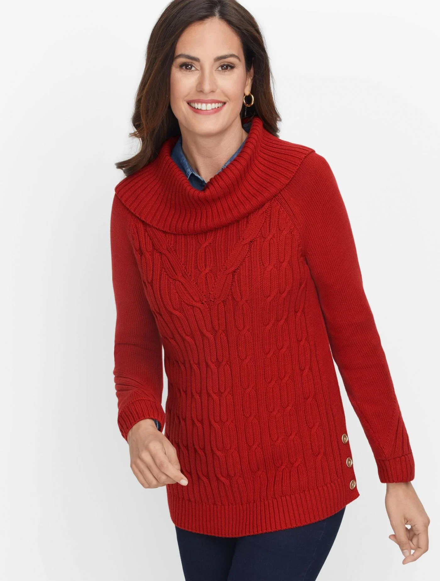 Sweaters | Cotton Cowlneck Sweater &#8211; Solid RICH RUSSET &#8211; Talbots Womens