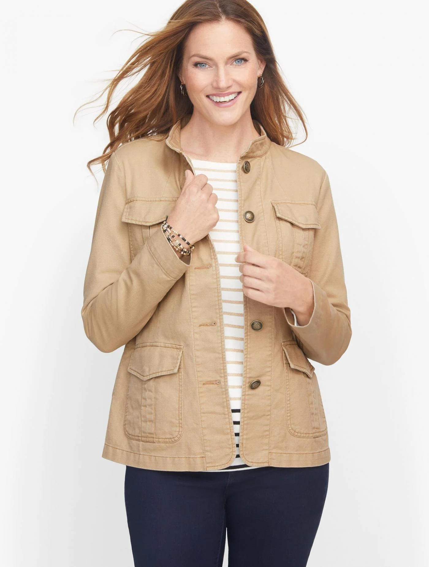 Jackets and Outerwear | Band Collar Jacket SAND CASTLE &#8211; Talbots Womens