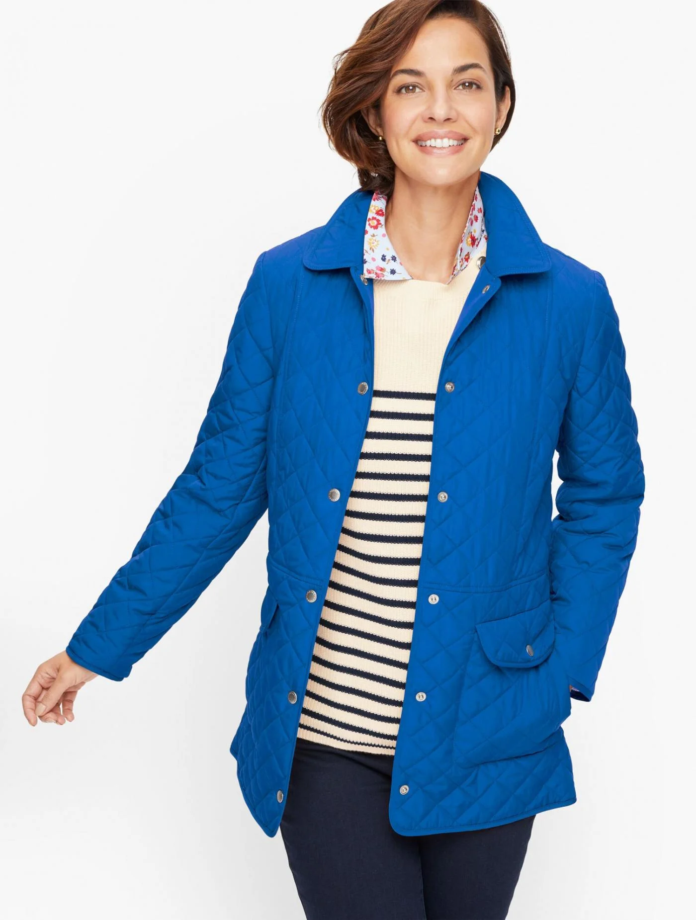 Jackets and Outerwear | Quilted Barn Jacket BRETON BLUE &#8211; Talbots Womens