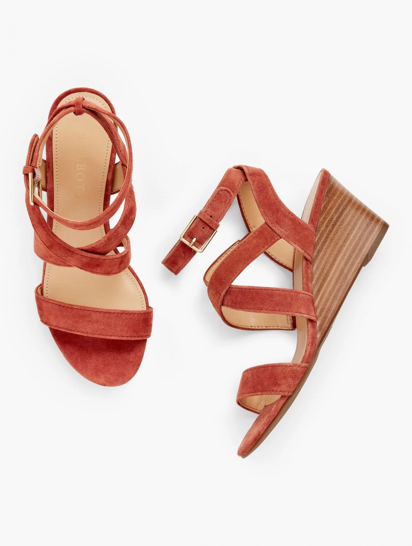 Heels | Royce Strappy Wedges &#8211; Suede AMBER RUST &#8211; Talbots Womens