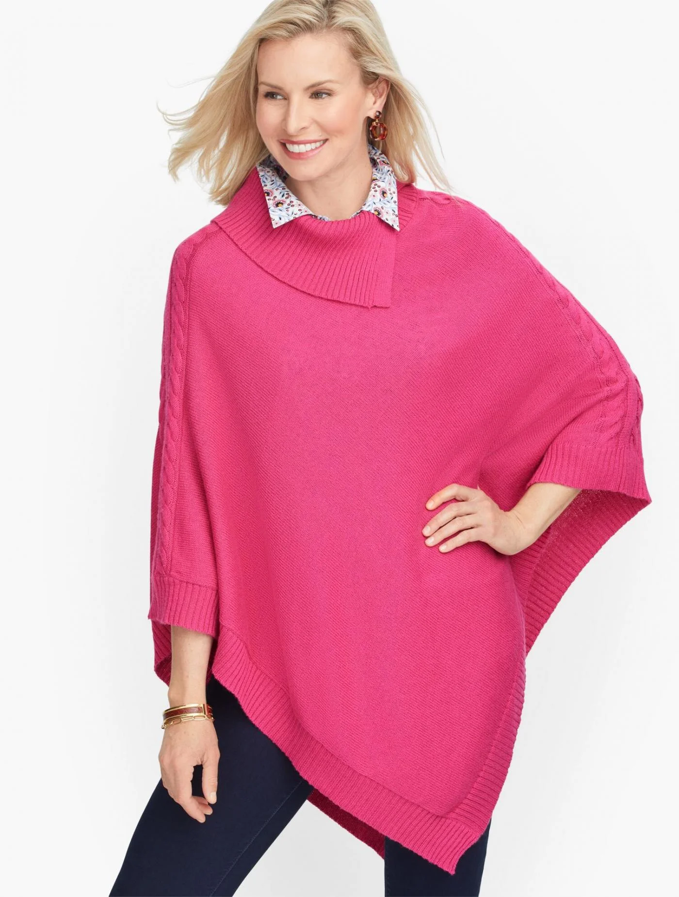 Sweaters | Cowlneck Poncho AMORE PINK &#8211; Talbots Womens