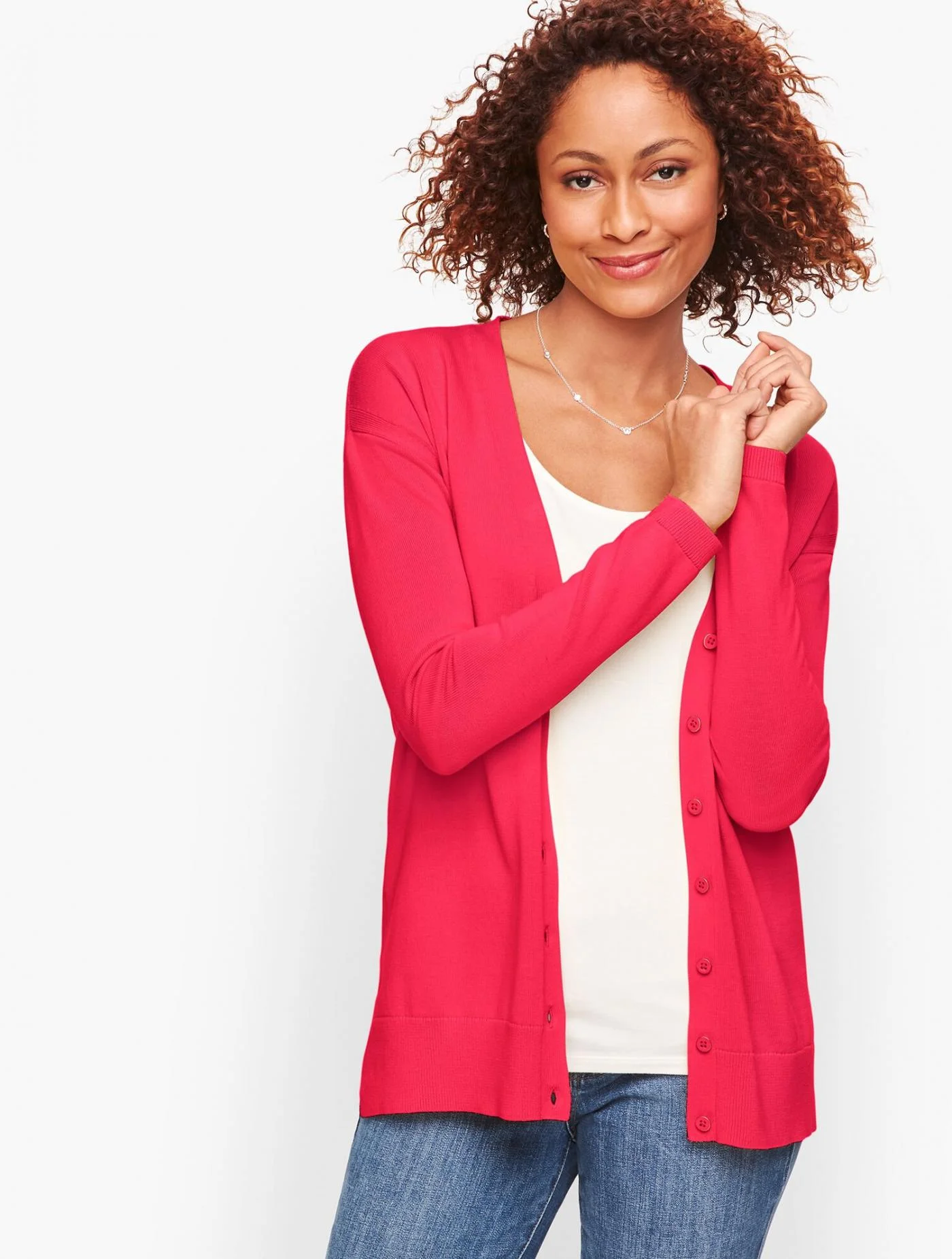 Sweaters | Modern Girlfriend Cardigan BRIGHT DAHLIA &#8211; Talbots Womens