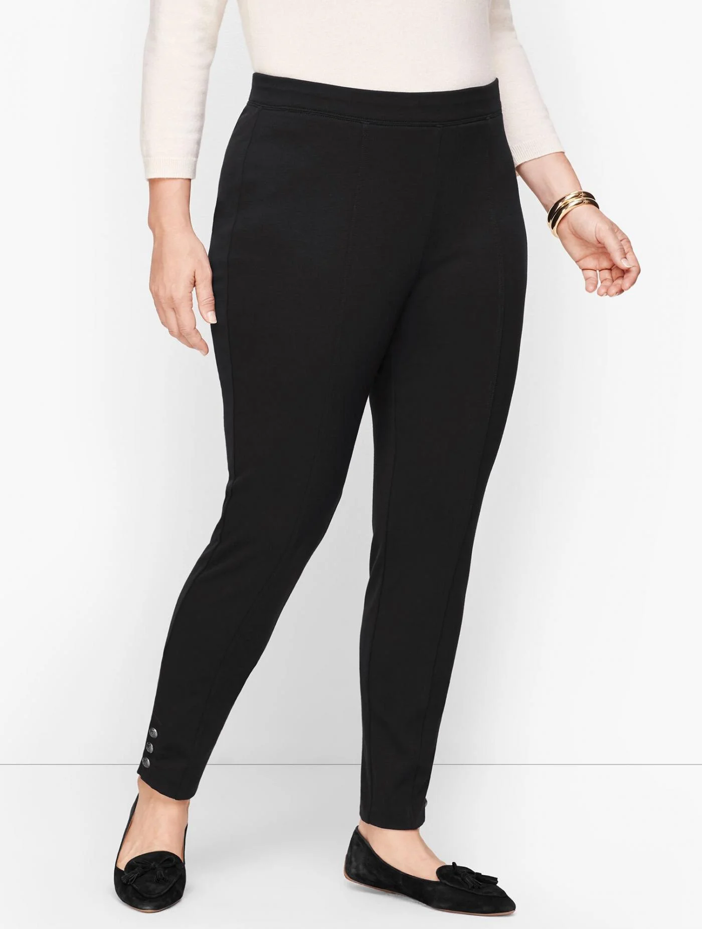 Pants | Ankle Snap Ponte Leggings BLACK &#8211; Talbots Womens