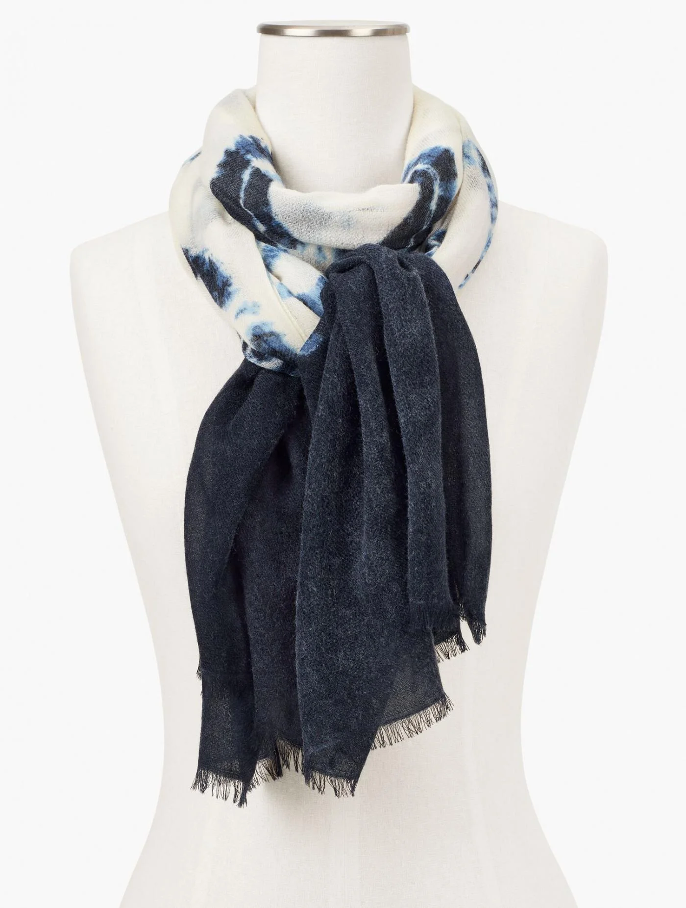 Scarves | Pure Wool Shibori Dyed Oblong Scarf INDIGO BLUE MULTI &#8211; Talbots Womens