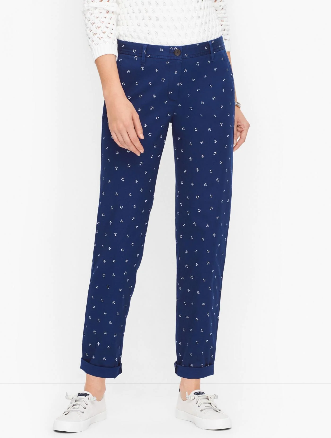 Pants | Relaxed Chinos &#8211; Anchor Print INDIA INK &#8211; Talbots Womens