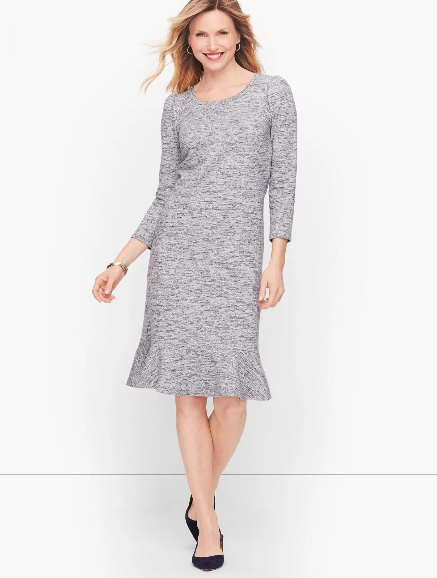 Dresses | Terry Flounce Hem Shift Dress INDIGO MARL &#8211; Talbots Womens