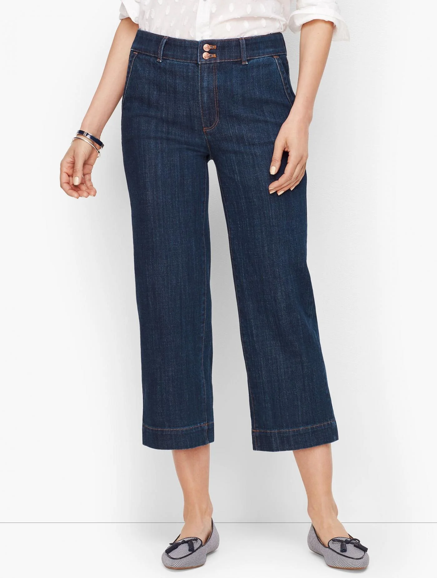 Jeans | Wide-Leg Crop Jeans &#8211; Deep Azure DEEP AZURE &#8211; Talbots Womens