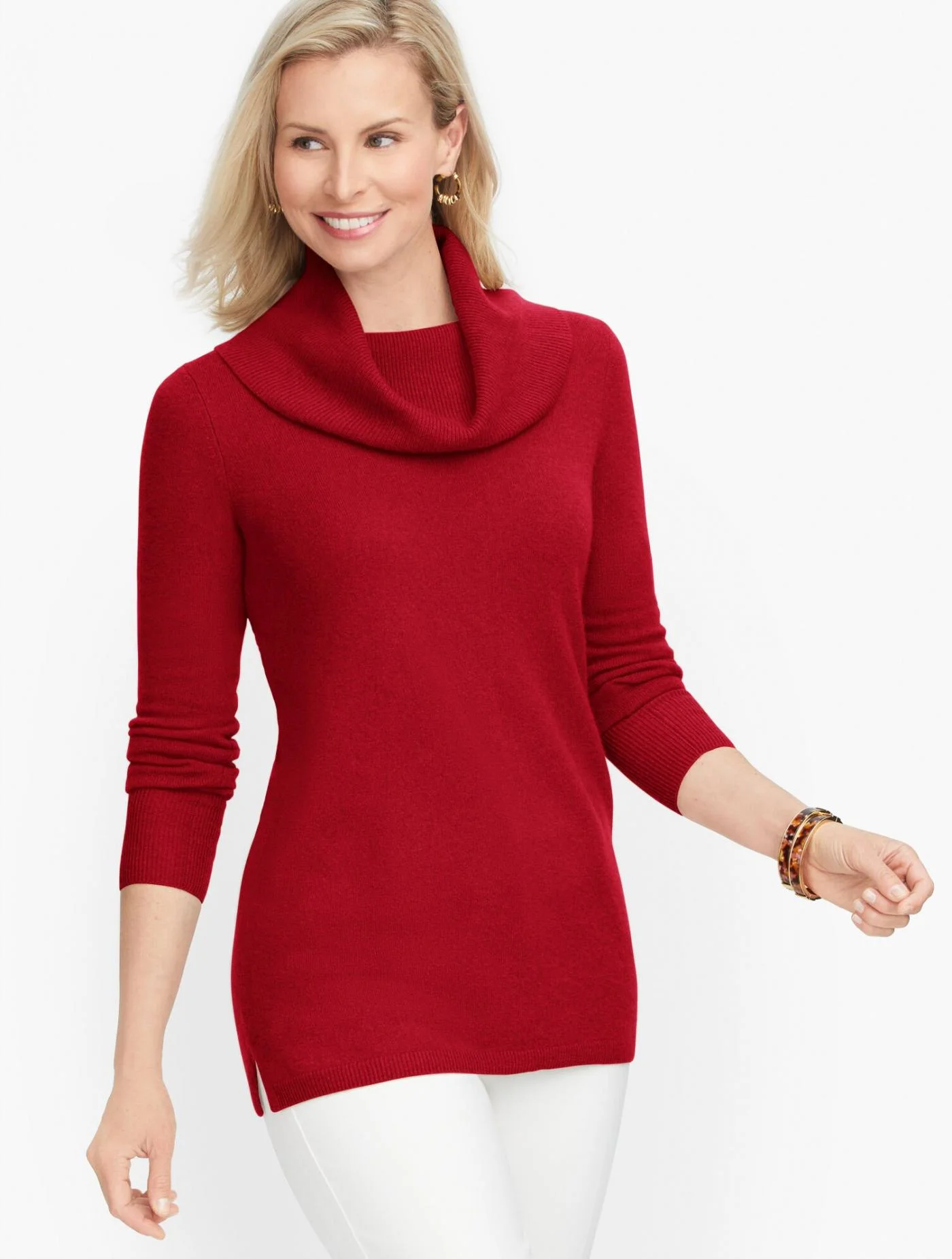 Sweaters | Cashmere Cowlneck Tunic RED POP &#8211; Talbots Womens