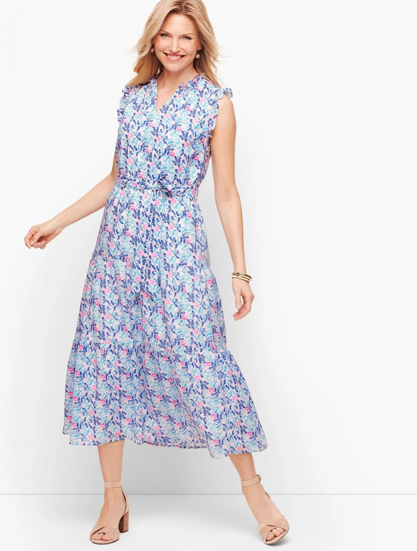 Dresses | Tiered Dress BLUE MAJESTY MULTI &#8211; Talbots Womens