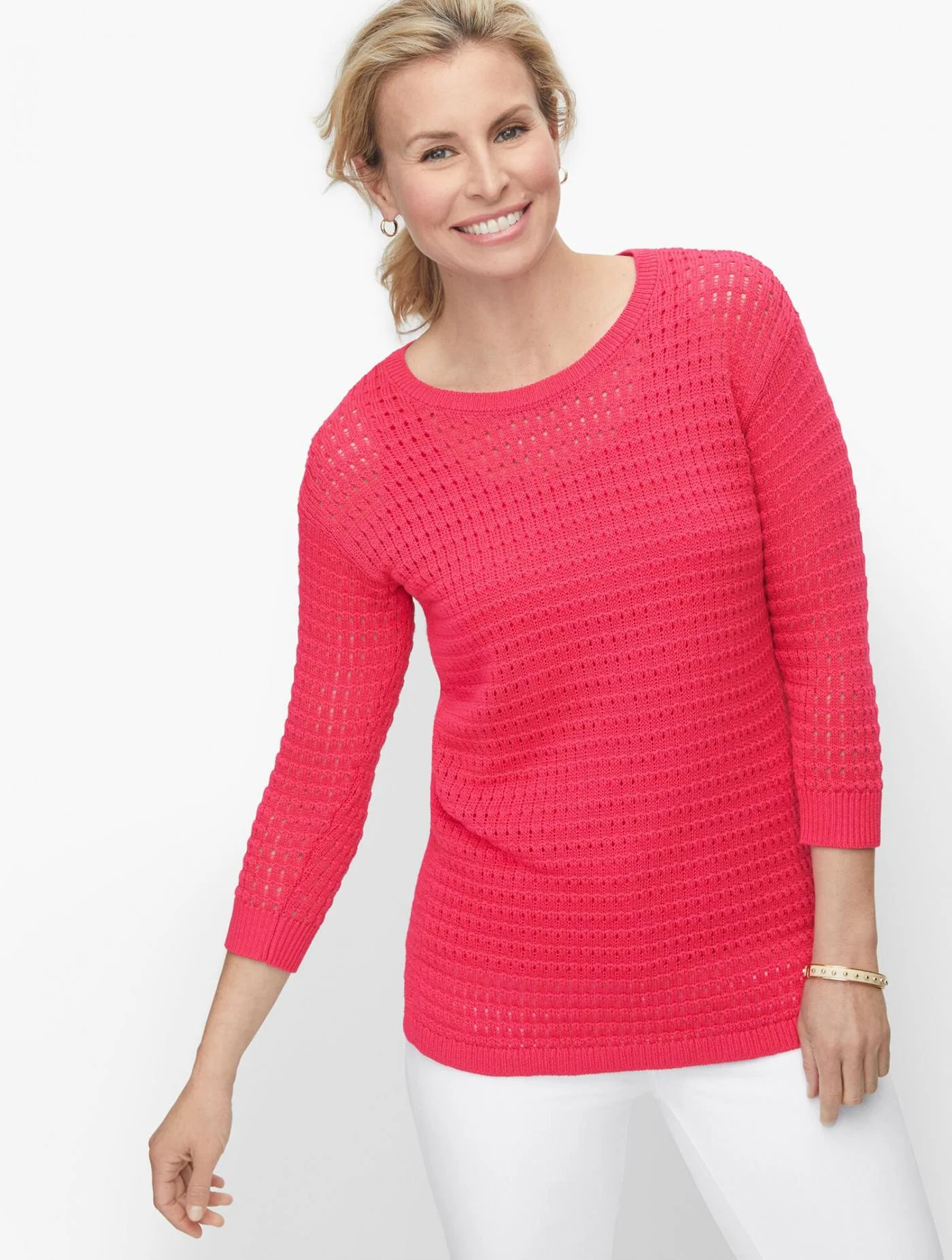 Sweaters | Mixed Yarn Sweater &#8211; Solid BRIGHT DAHLIA &#8211; Talbots Womens