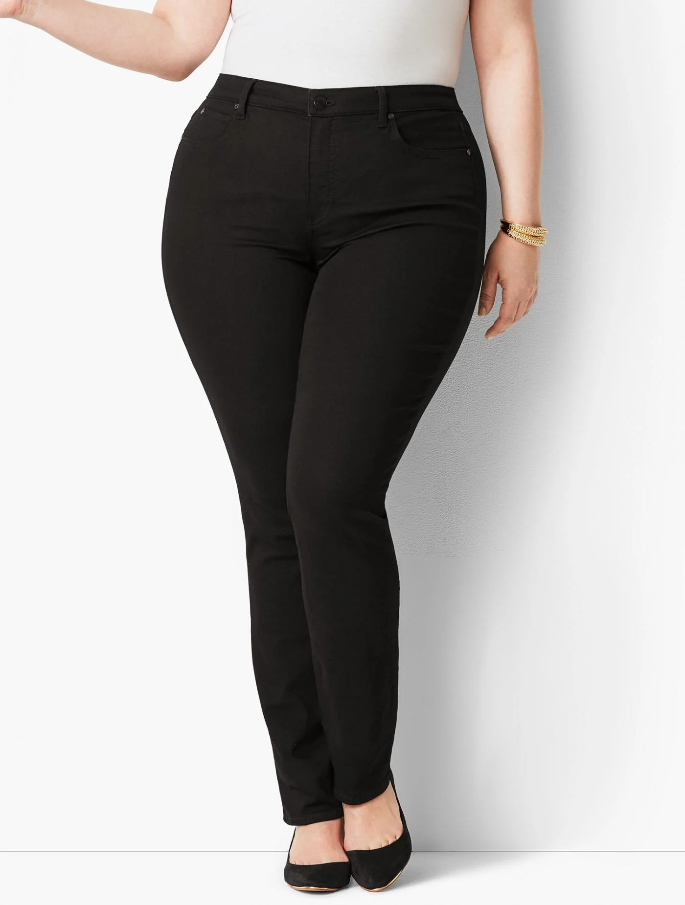 Jeans | Plus Size High-Waist Straight-Leg Jeans &#8211; Black BLACK &#8211; Talbots Womens