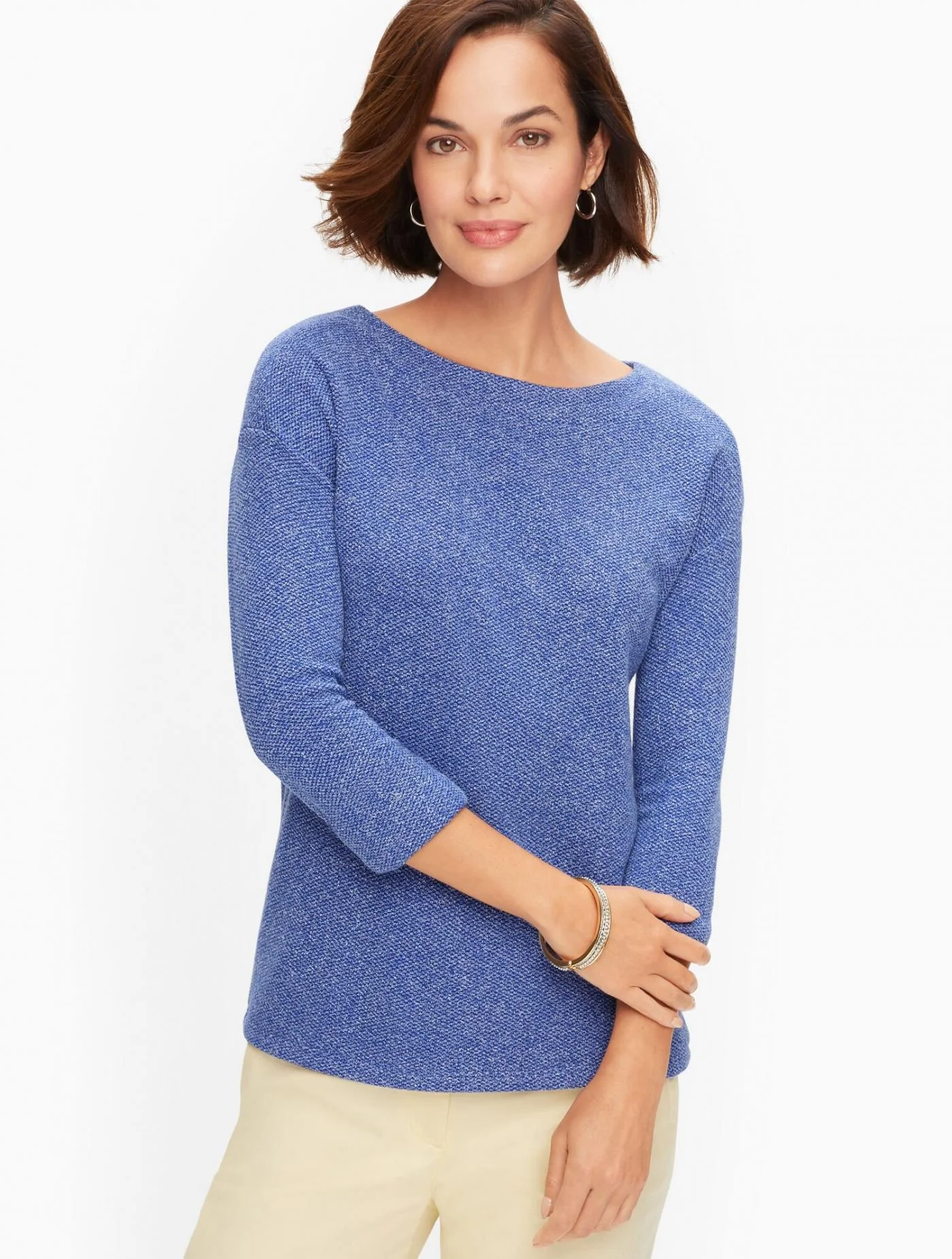 Tees and Knits | Boucl&eacute; Knit Top BLUE MARLED &#8211; Talbots Womens