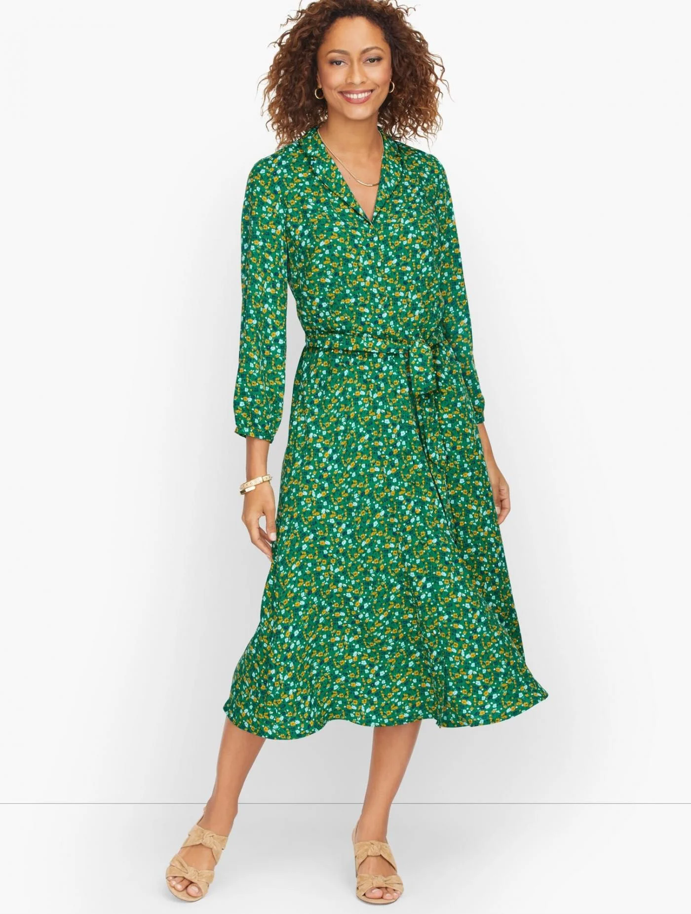 Dresses | Ditsy Floral Shirtdress GREEN MULTI &#8211; Talbots Womens