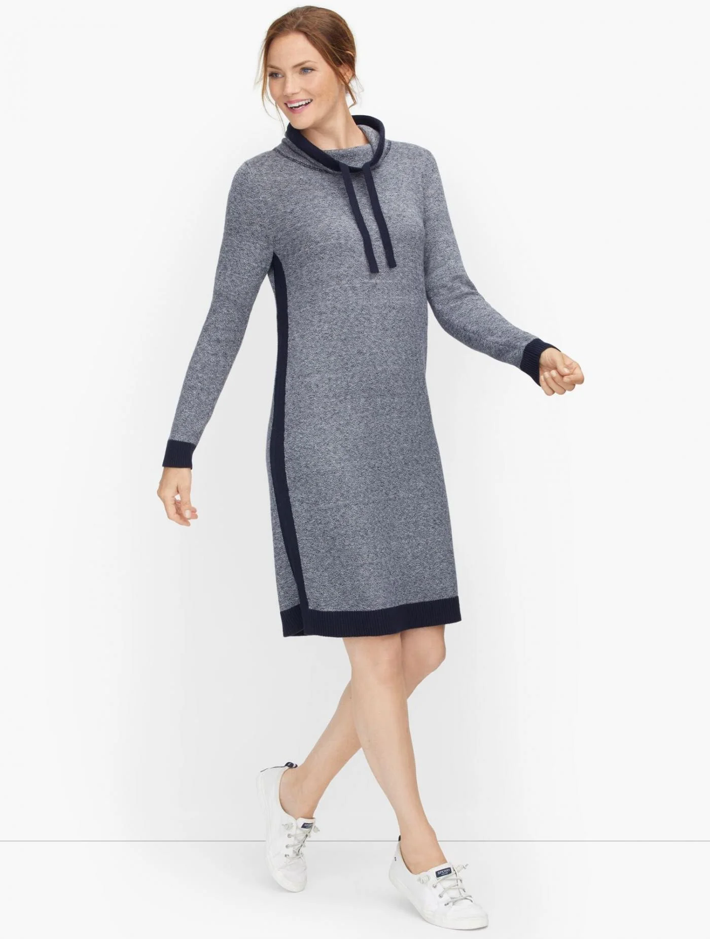 Dresses | Marled Jersey Sweater Dress GREY/INDIGO &#8211; Talbots Womens