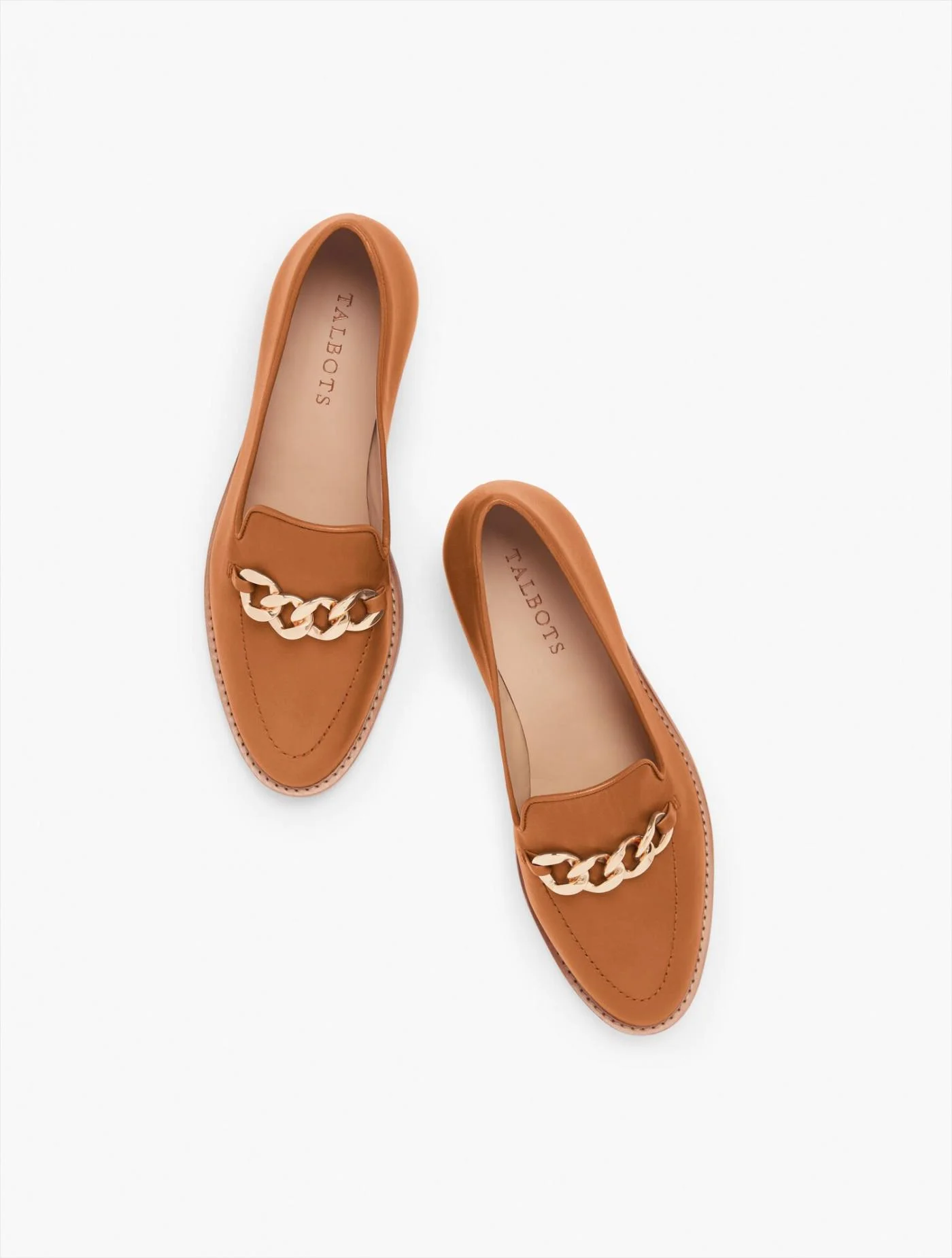 Flats | Leighton Chainlink Nappa Loafers HAVANA TAN &#8211; Talbots Womens