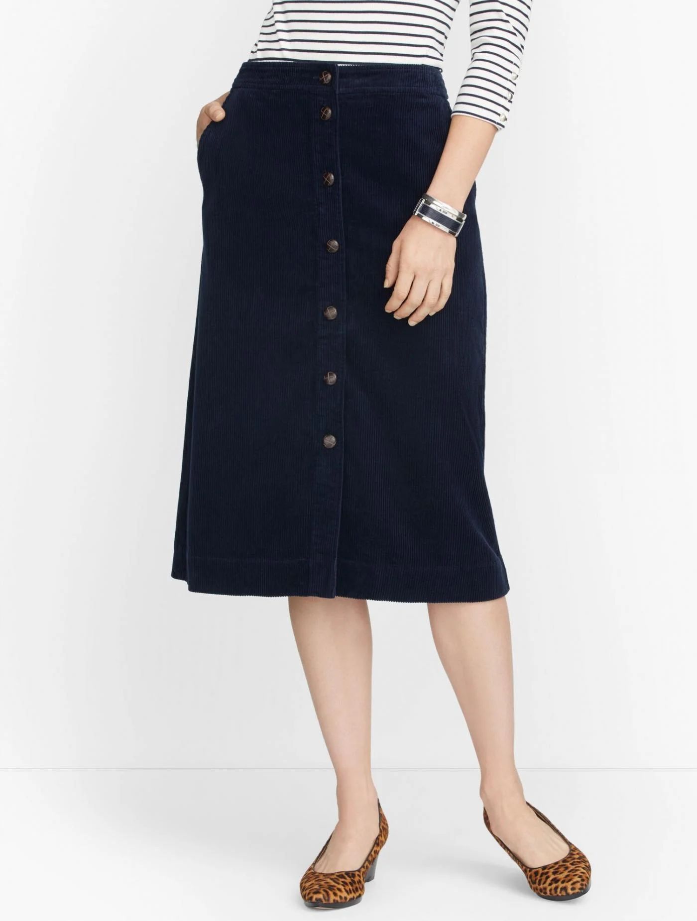 Skirts | Corduroy Button Front Skirt INDIGO BLUE &#8211; Talbots Womens