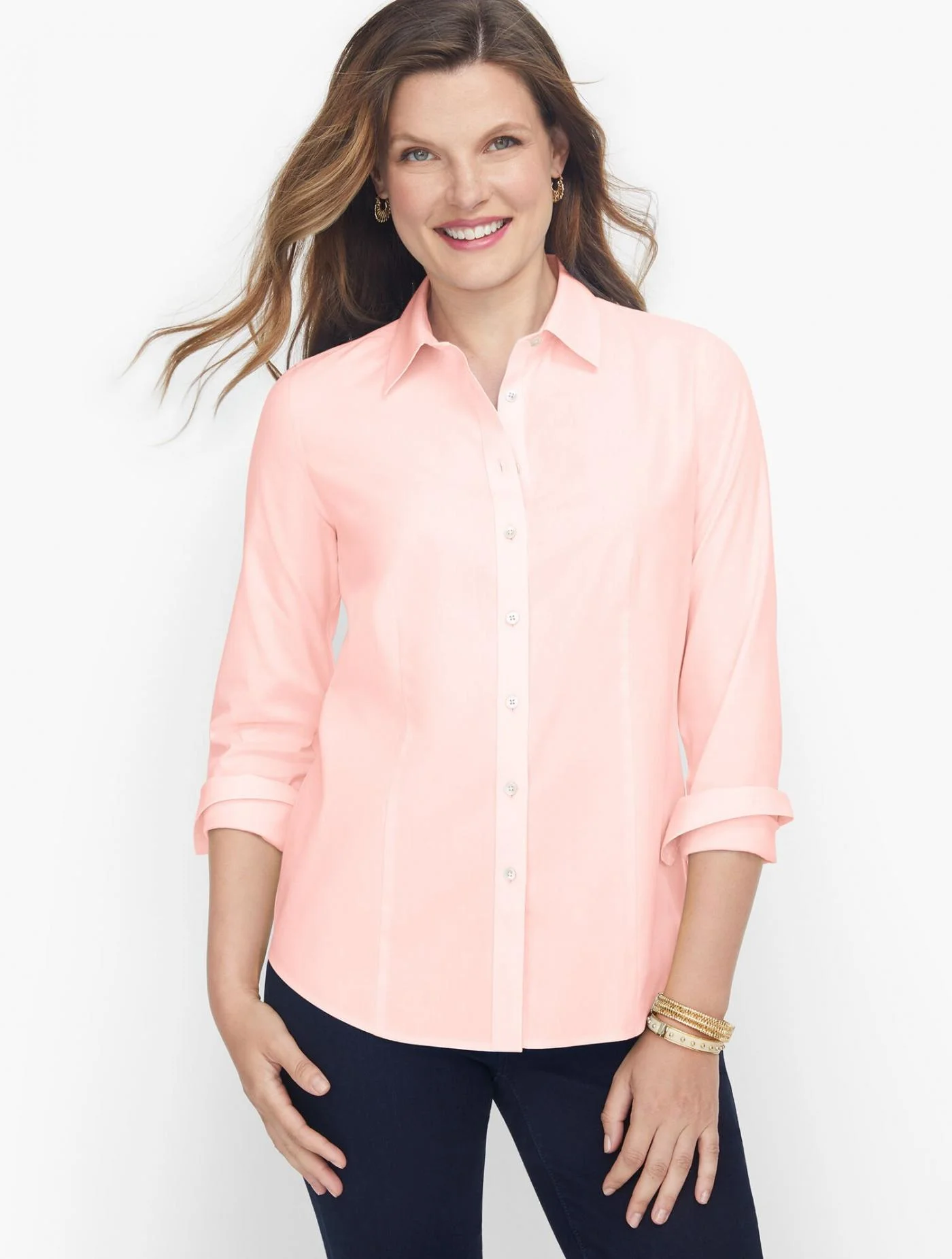 Blouses and Shirts | Perfect Shirt &#8211; Solid SCALLOP PINK &#8211; Talbots Womens