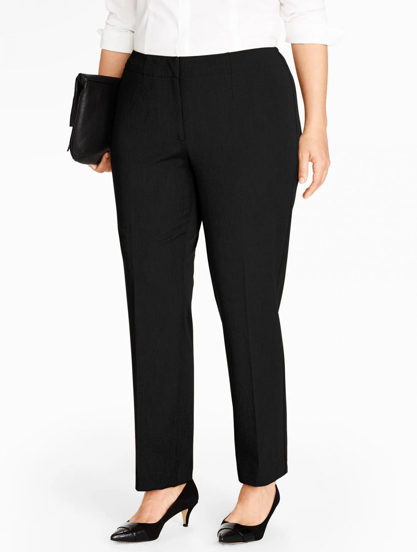 Pants | Plus Size Refined Bi-Stretch Tailored Straight-Leg Pants BLACK &#8211; Talbots Womens