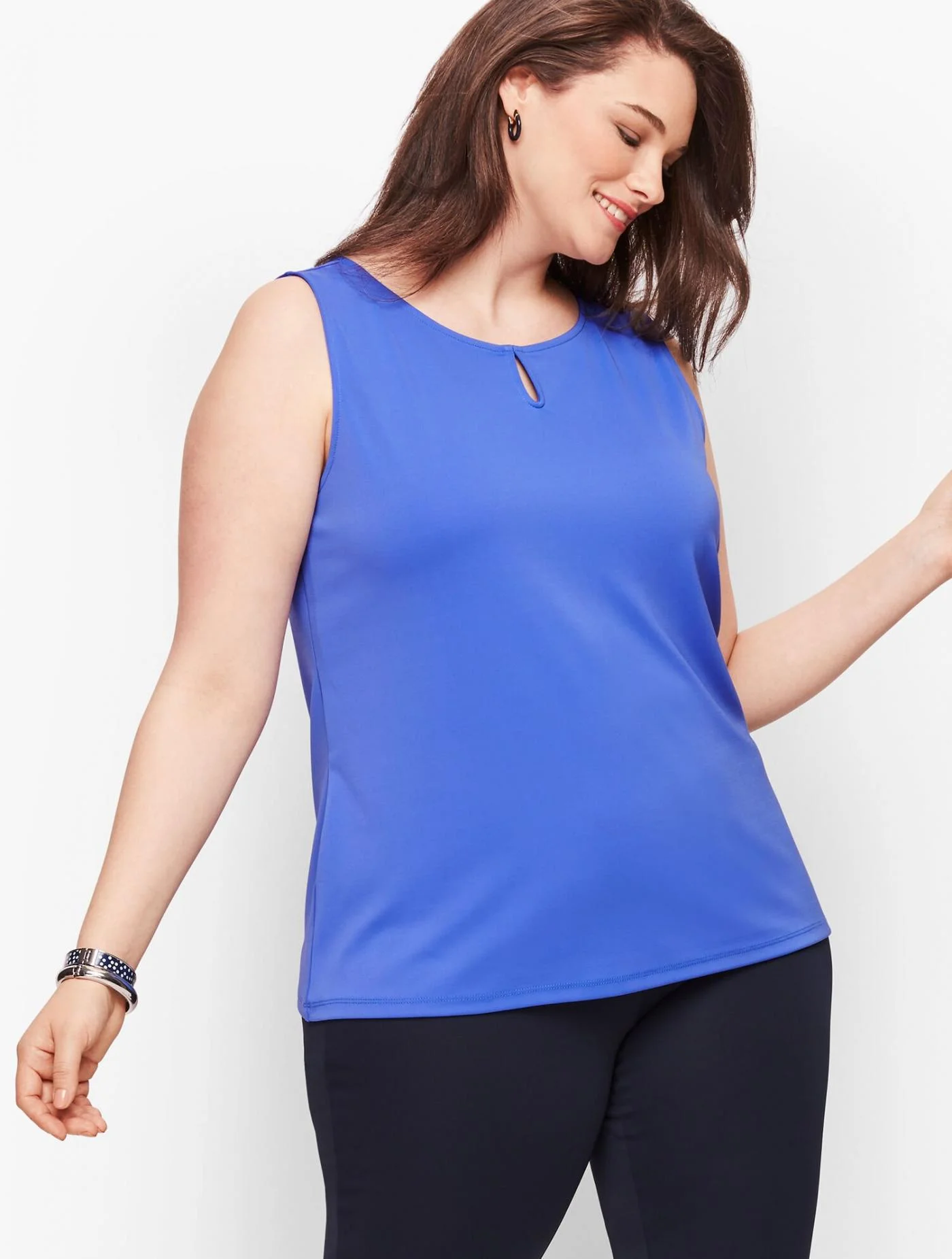 Tees and Knits | Knit Jersey Keyhole Tank ULTRAMARINE BLUE &#8211; Talbots Womens