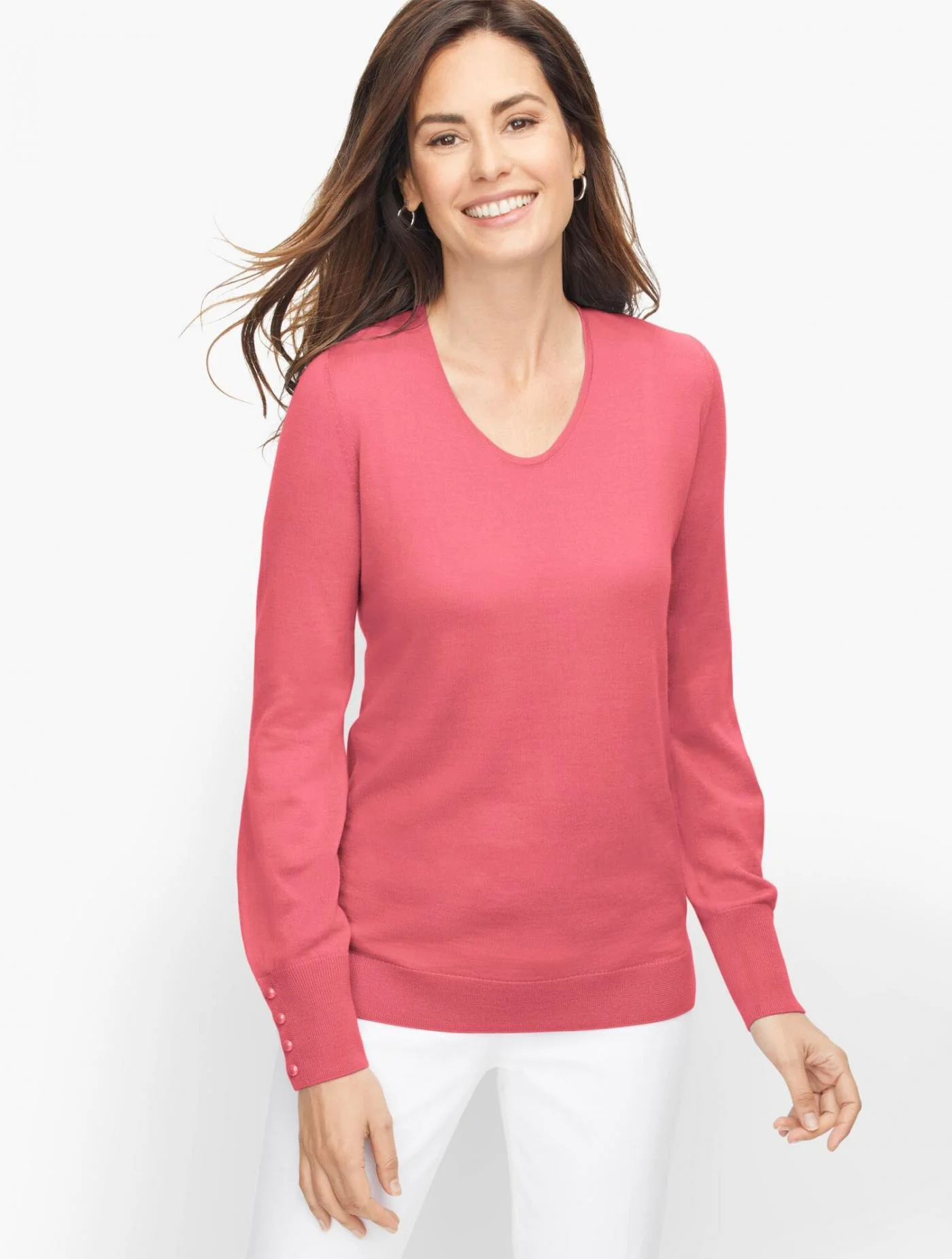 Sweaters | Soft Merino V-Neck Sweater &#8211; Solid ROSEWOOD &#8211; Talbots Womens