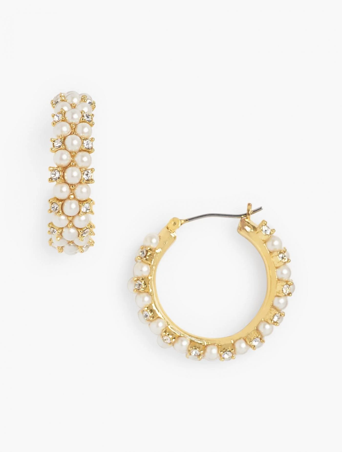 Jewelry | Pearl &amp; Crystal Hoop Earrings IVORY/PEARL GOLD &#8211; Talbots Womens