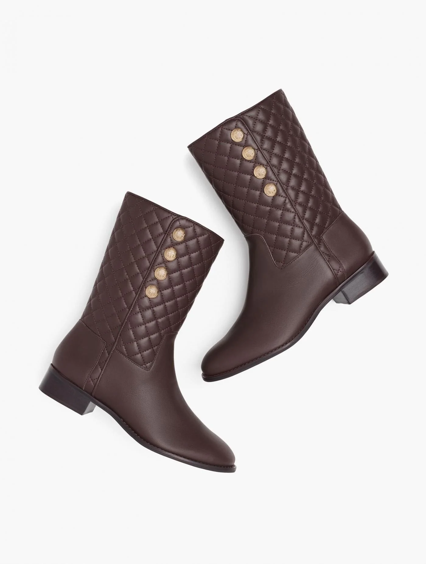 Boots | Tish Quilted Mid-Calf Boots &#8211; Vachetta CHOCOLATE &#8211; Talbots Womens