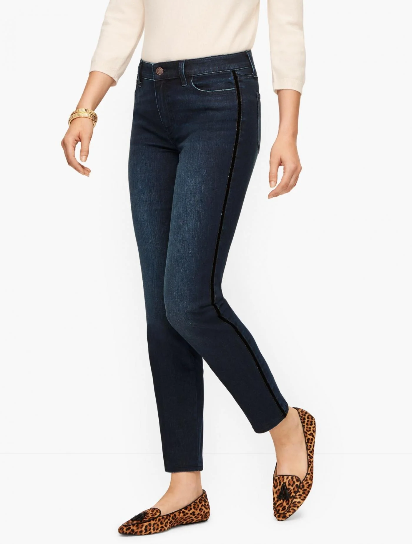 Jeans | Slim Ankle Jeans &#8211; Black Velvet Trim DUSK WASH &#8211; Talbots Womens