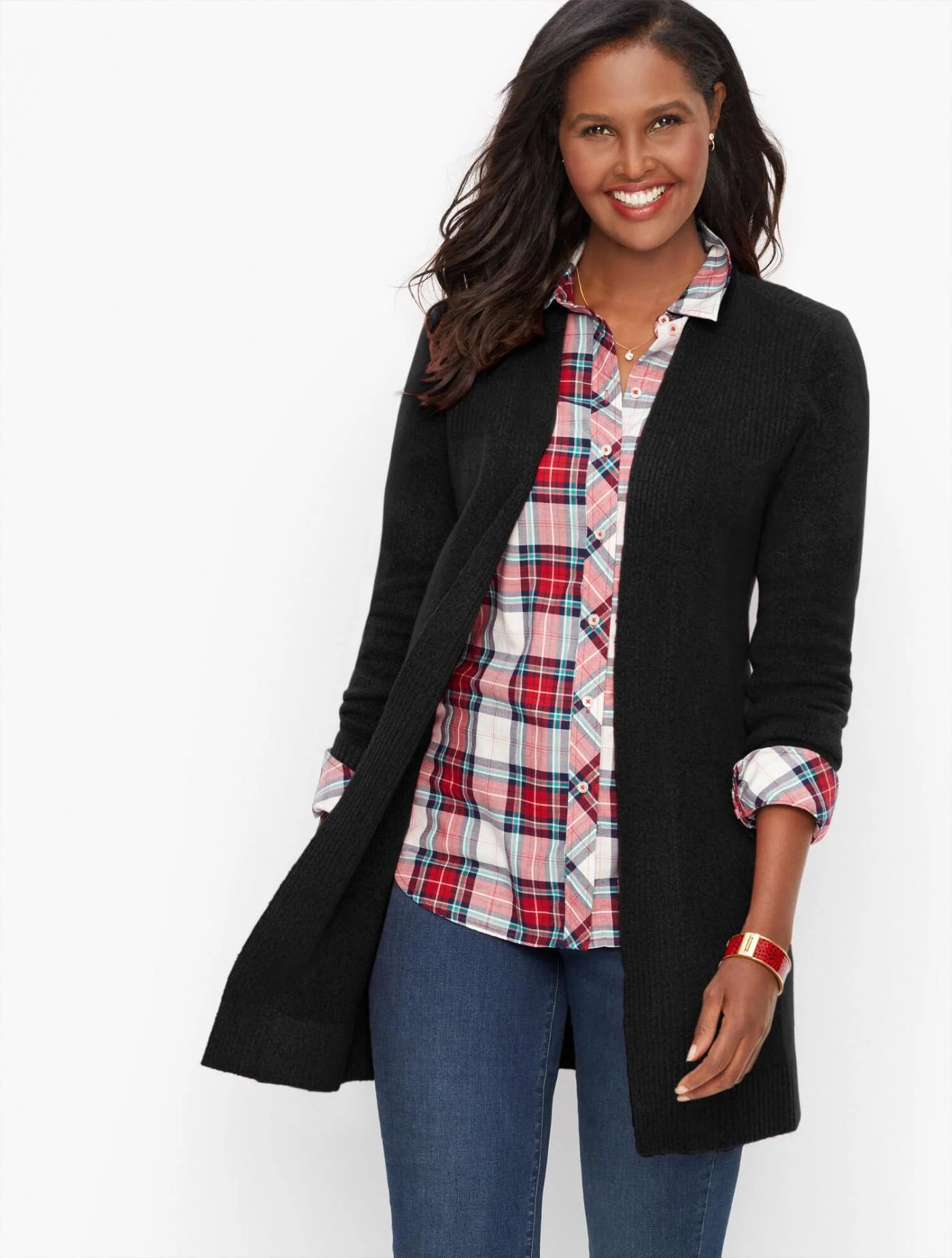 Sweaters | Open Front Cardigan &#8211; Solid BLACK &#8211; Talbots Womens